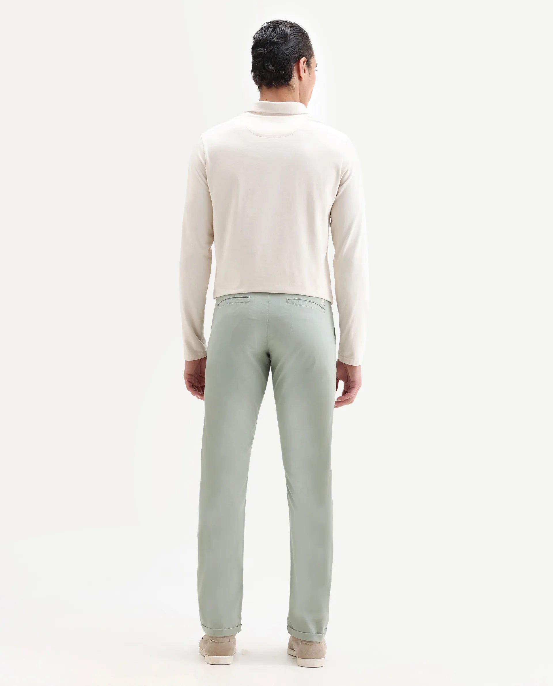 Rare Rabbit Men's Jacob Grey Cotton Plain Regular Fit Trouser