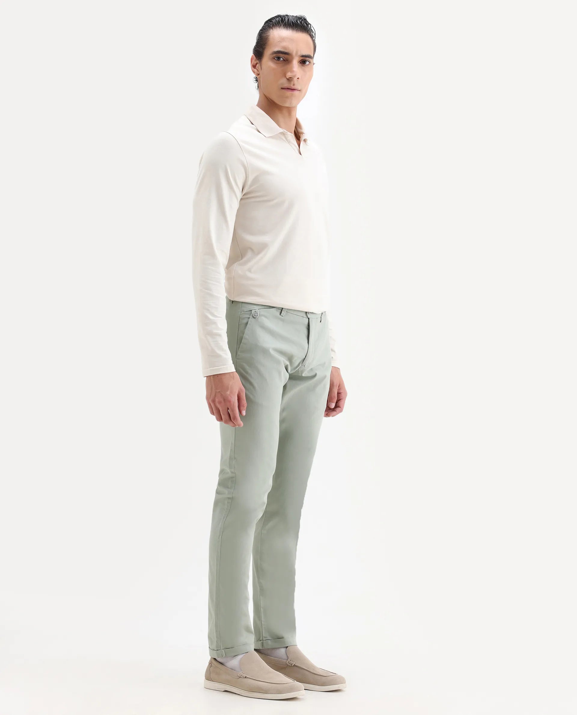 Rare Rabbit Men's Jacob Grey Cotton Plain Regular Fit Trouser