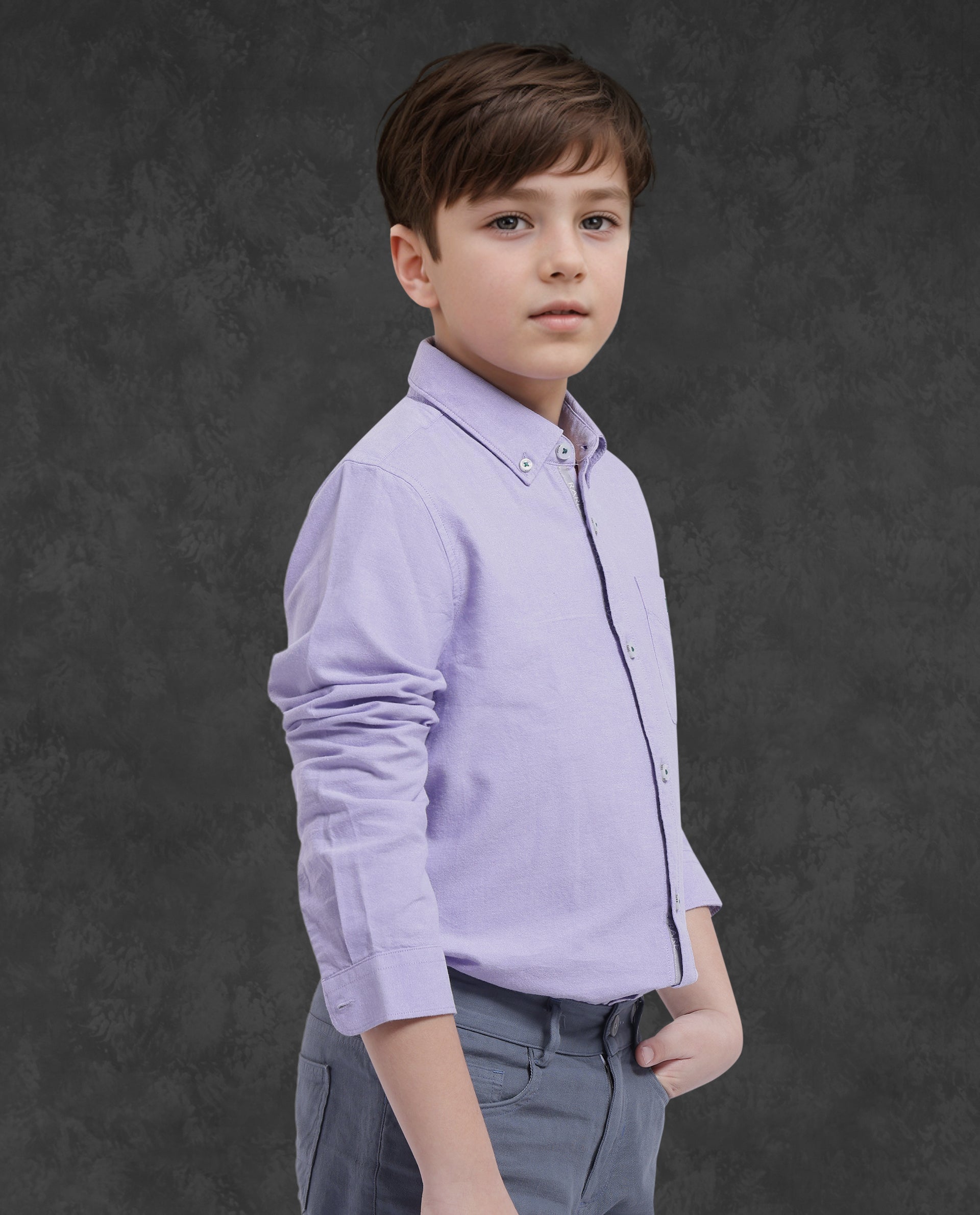 Rare Ones Kids Jac Purple Cotton Full Sleeves Button Down Regular Fit Solid Shirt