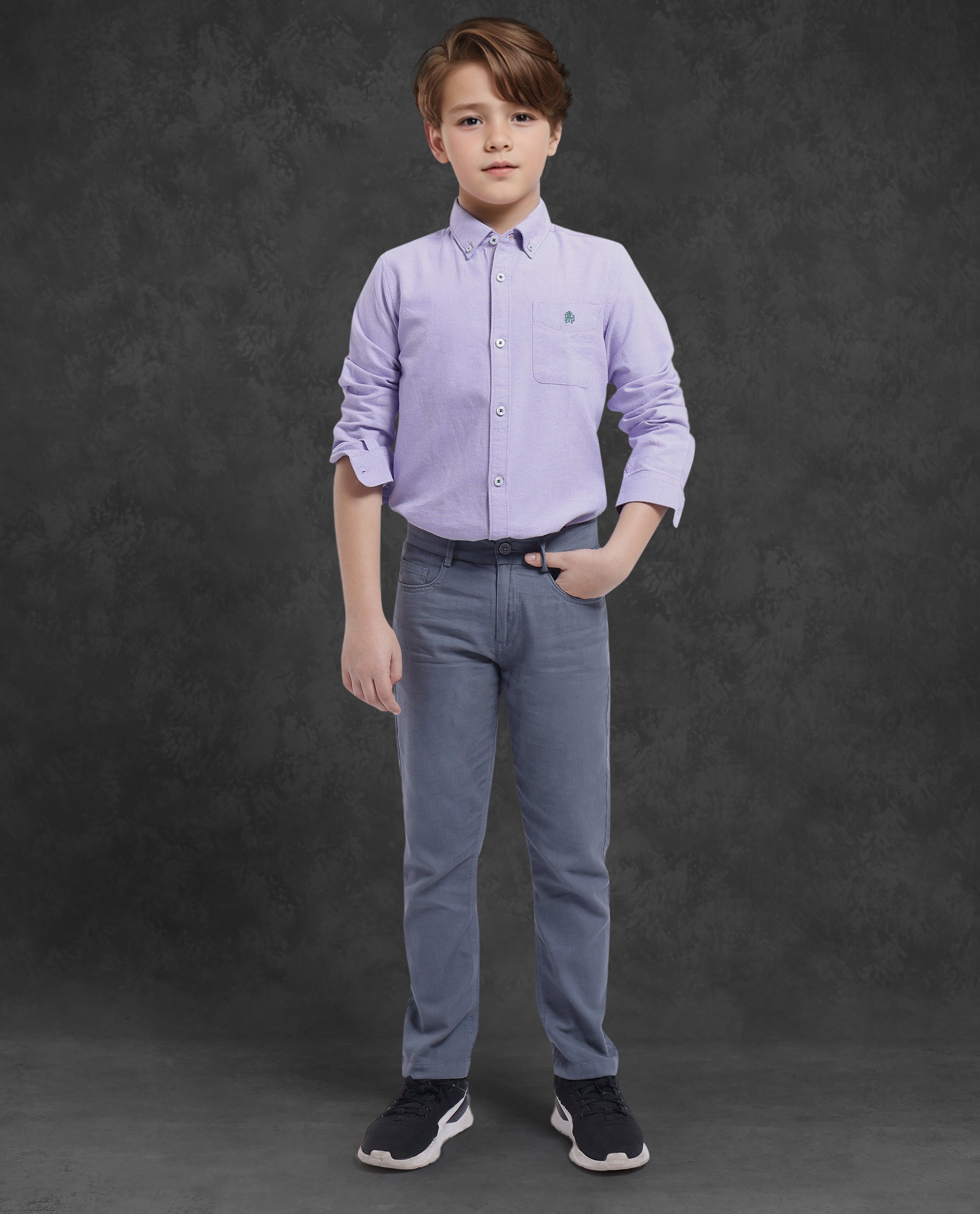 Rare Ones Kids Jac Purple Cotton Full Sleeves Button Down Regular Fit Solid Shirt