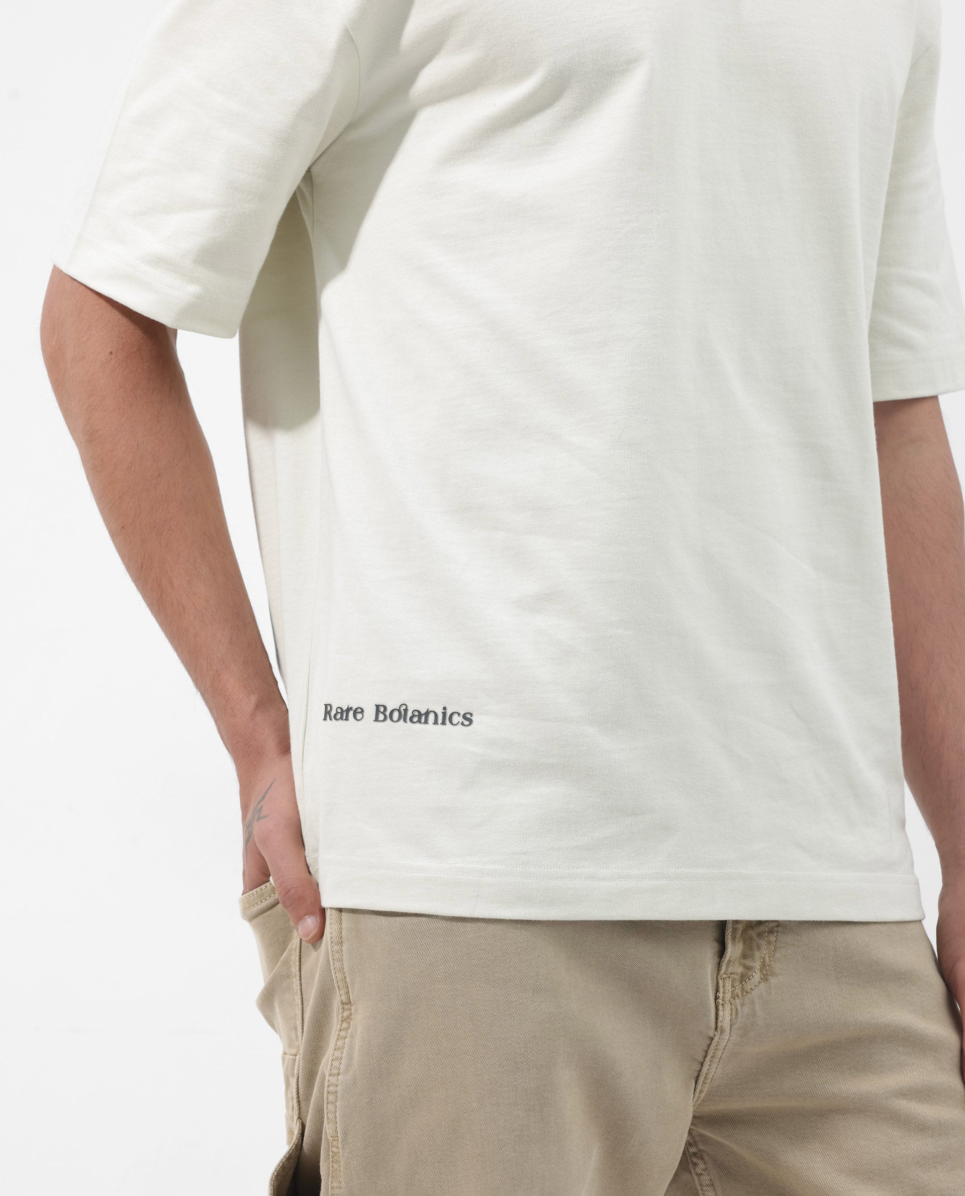 Rare Rabbit Articale Men's Jaime Pastel Green Cotton Polyester Fabric Crew Neck Oversized Fit Knit Floral Print T-Shirt