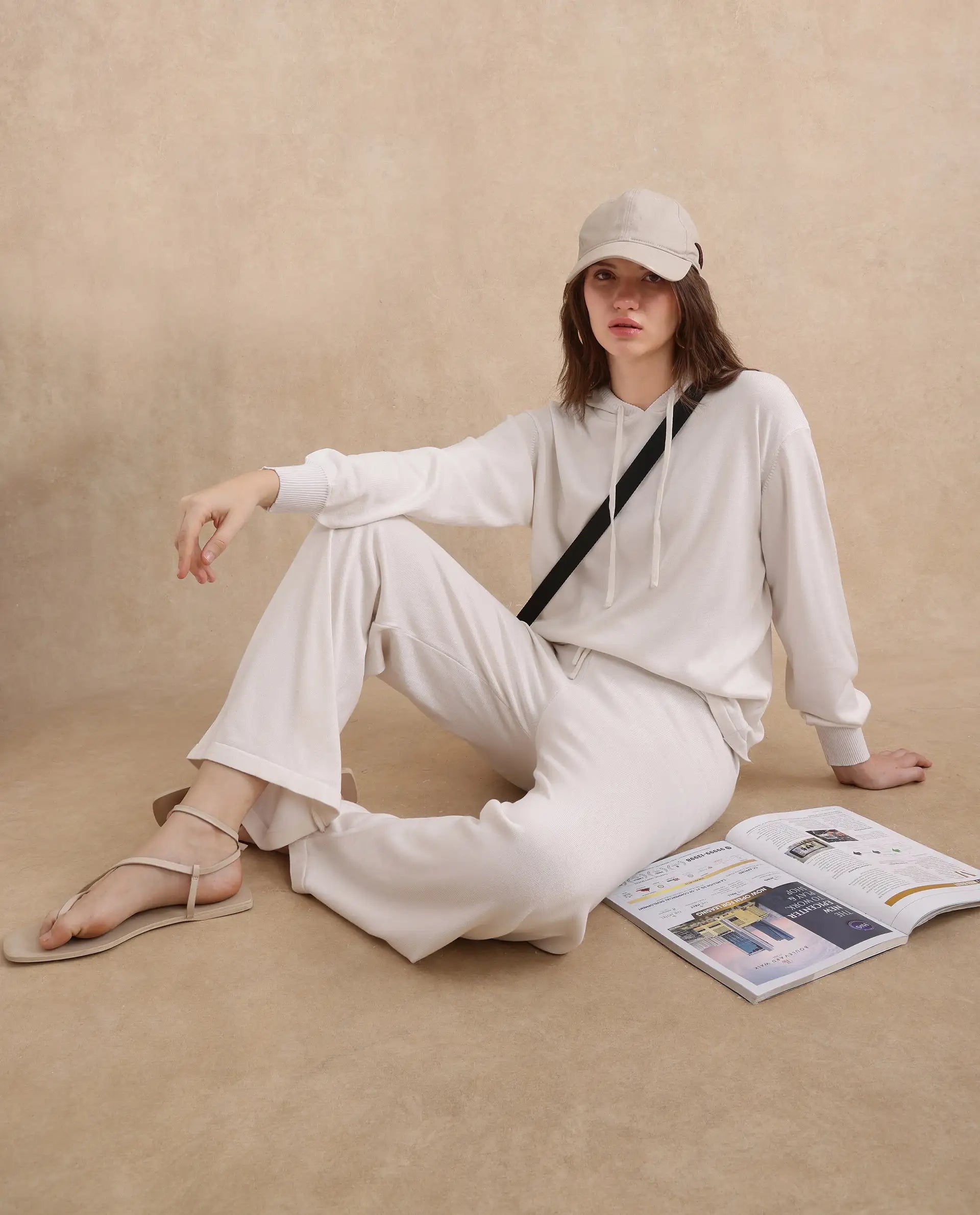 Rareism Women Janfinn-T Off White Viscose Blend Fabric Full Sleeve Relaxed Fit Top