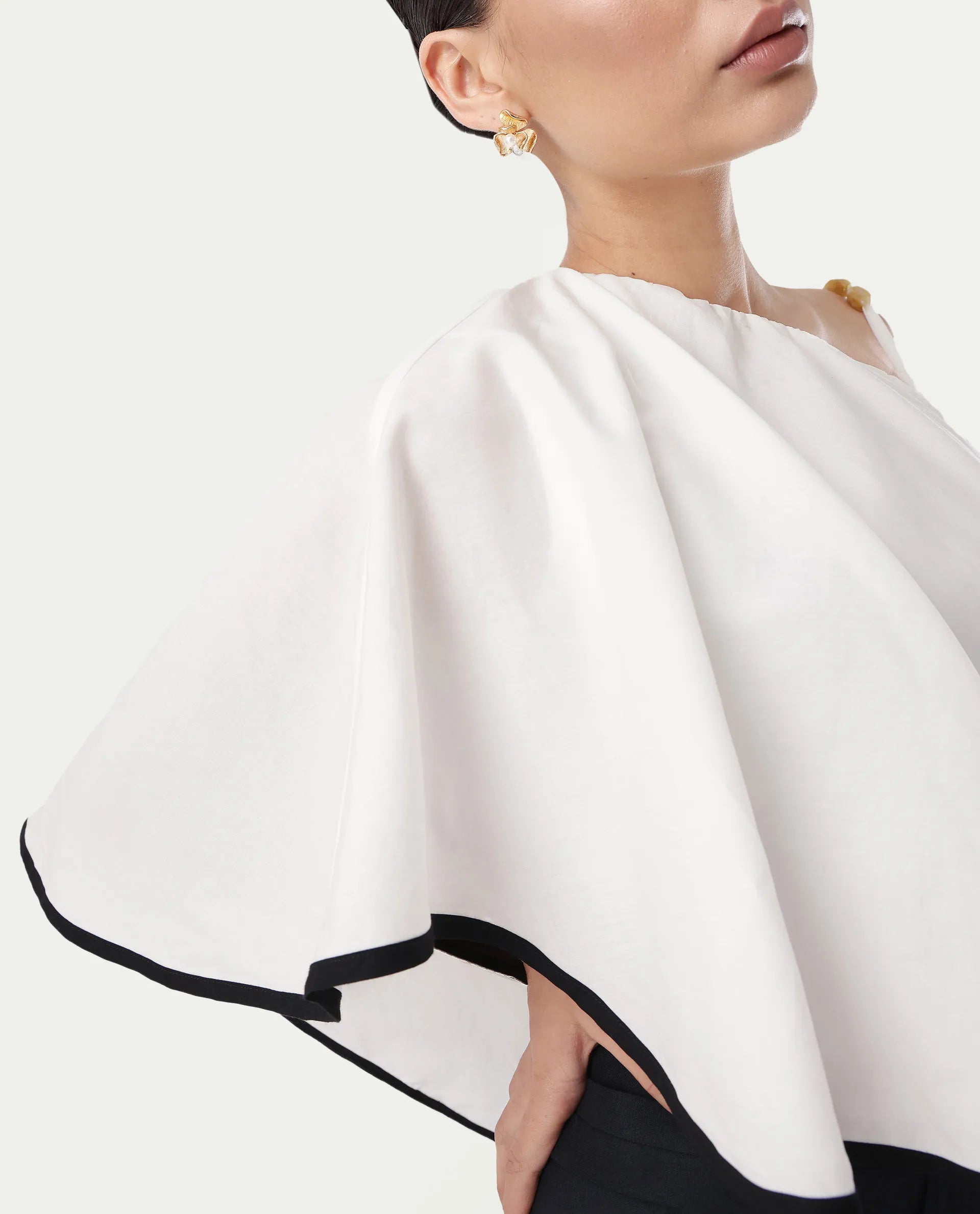 Rareism Women's Janhuna Beige Modal One Shoulder Plain Extended Sleeves Long Regular Fit Top