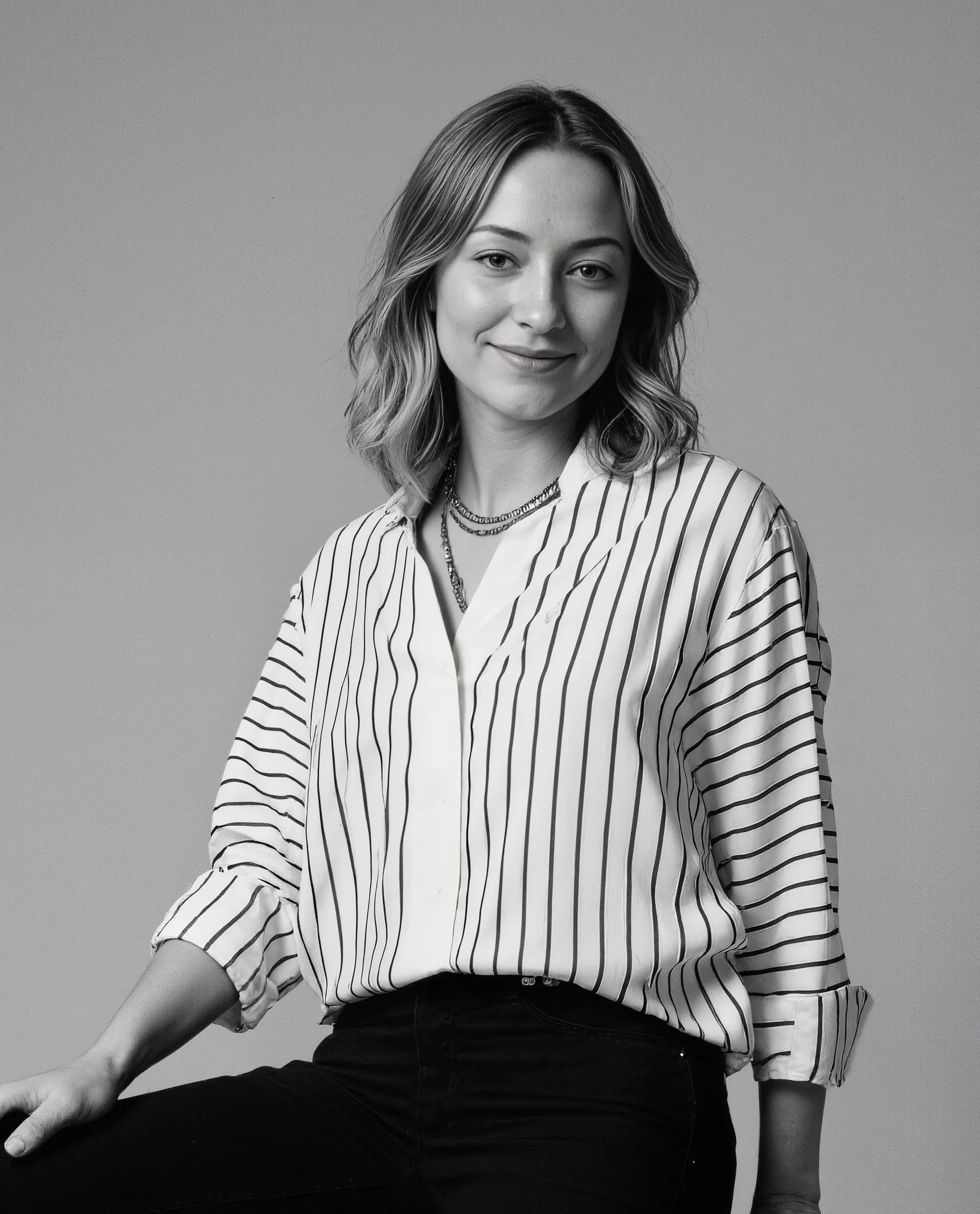 Rareism Women's Janlopo Off White Modal Band Collar Striped Regular Fit Top