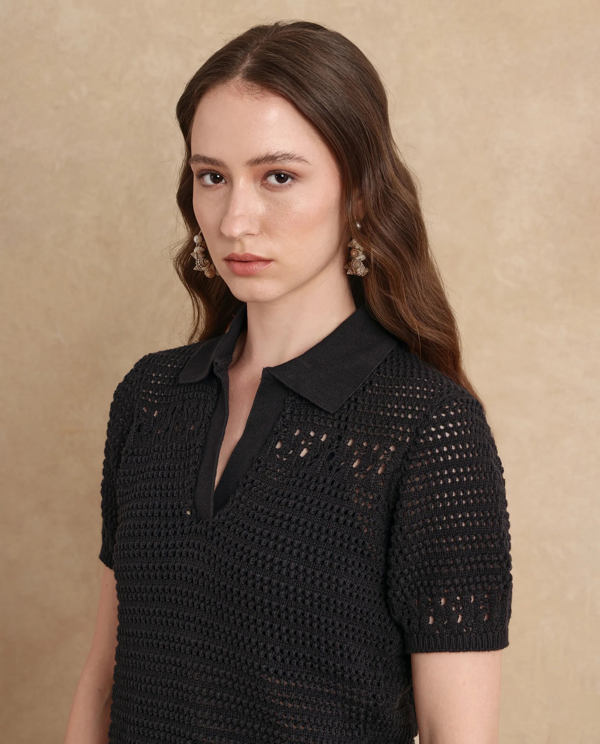 Rareism Women Jantuda Black Rayon Nylon Fabric Regular Sleeve Overlap Neck Regular Fit Plain Top
