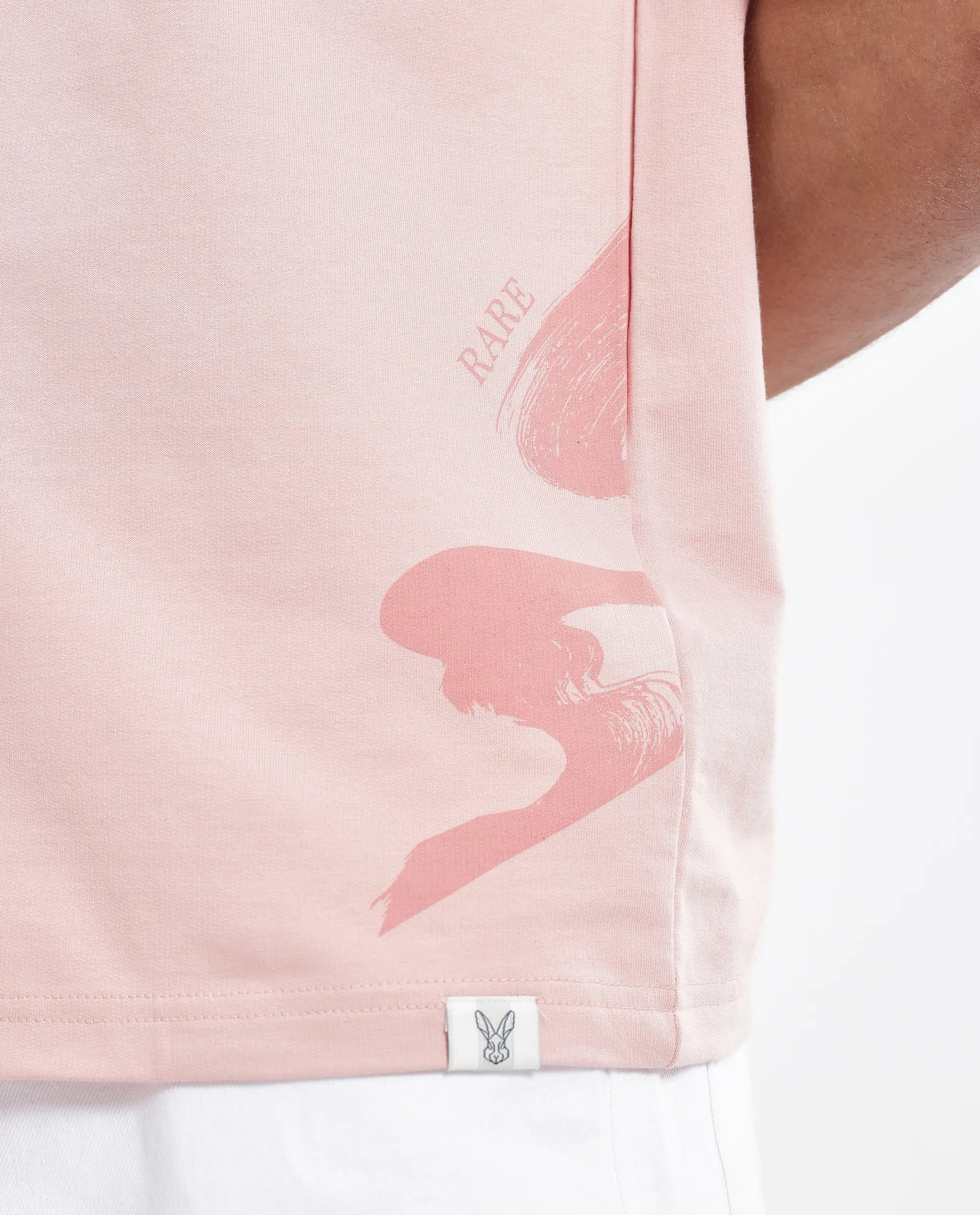 Rare Rabbit Men Jarn Light Orange Cotton Fabric Short Sleeve Crew Neck Qlo Fit Graphic Print T-Shirt