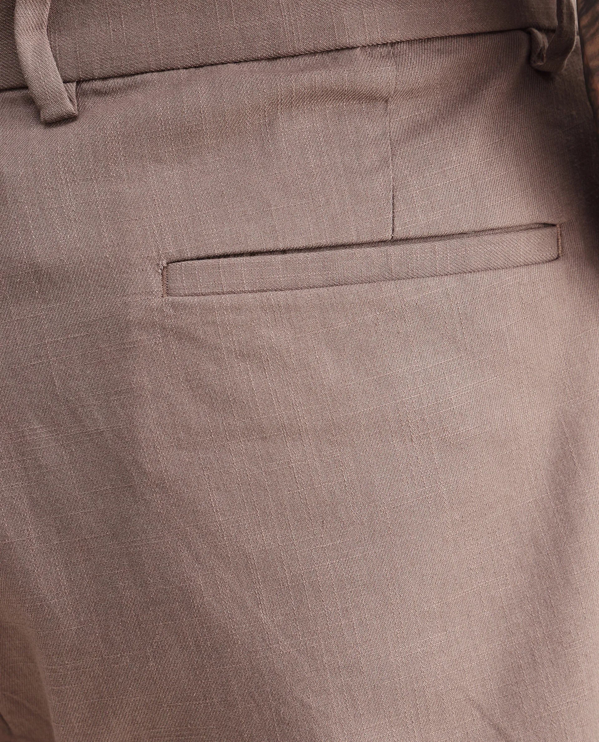 Rare Rabbit Men's Jarny-B Light Brown Linen Blend Embroidered Relaxed Fit Shorts