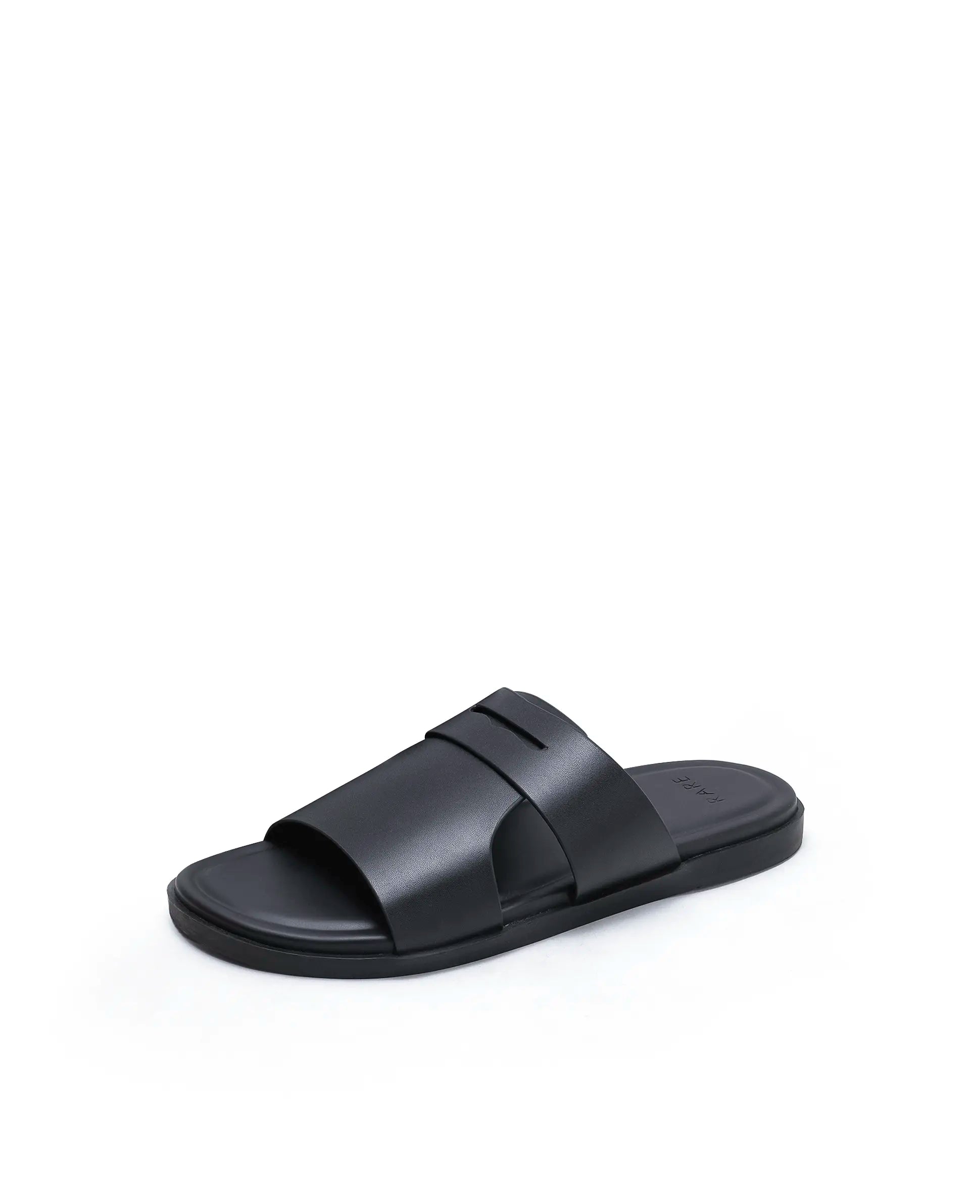 Rarez Men's Jaxa Black Leather Regular Sandal
