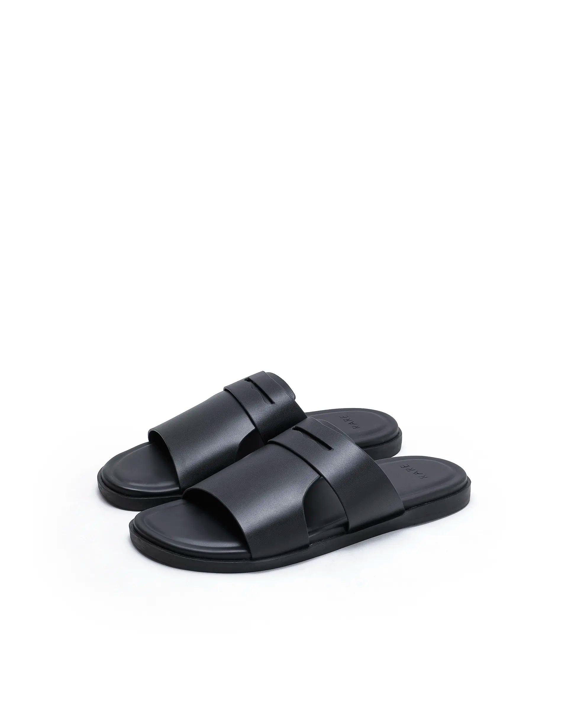 Rarez Men's Jaxa Black Leather Regular Sandal