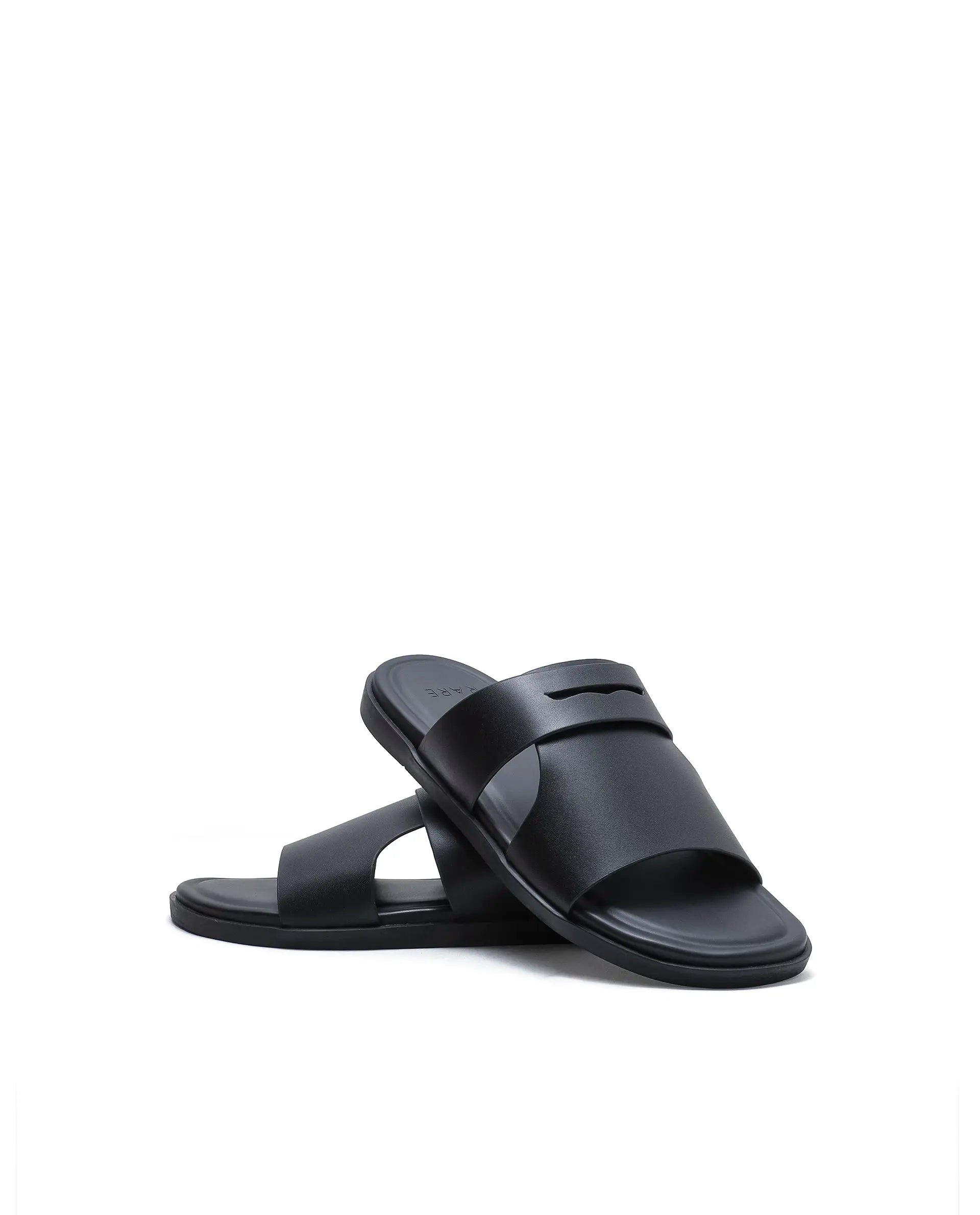 Rarez Men's Jaxa Black Leather Regular Sandal