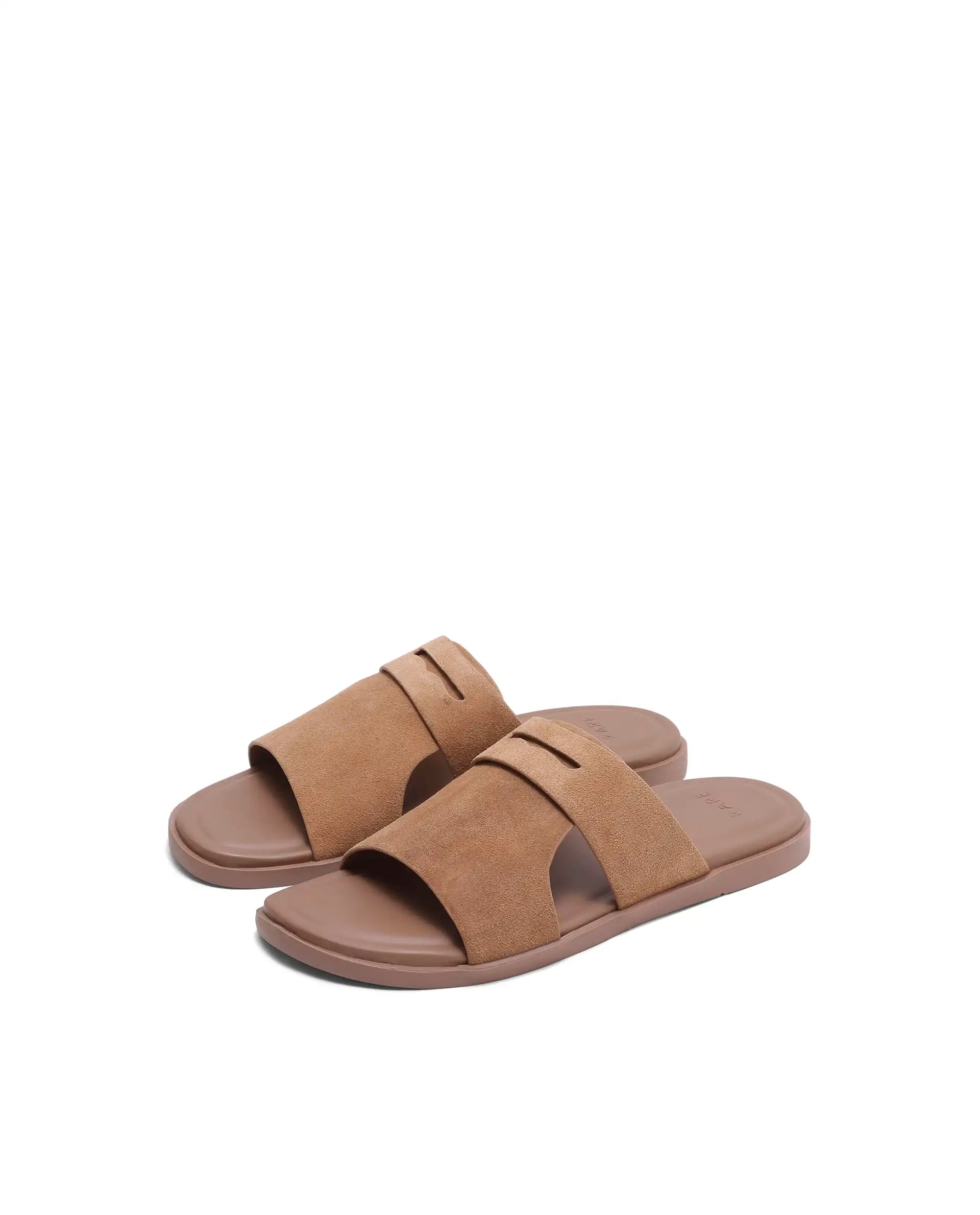 Rarez Men's Jaxa Light Warm Tan Leather Regular Sandal