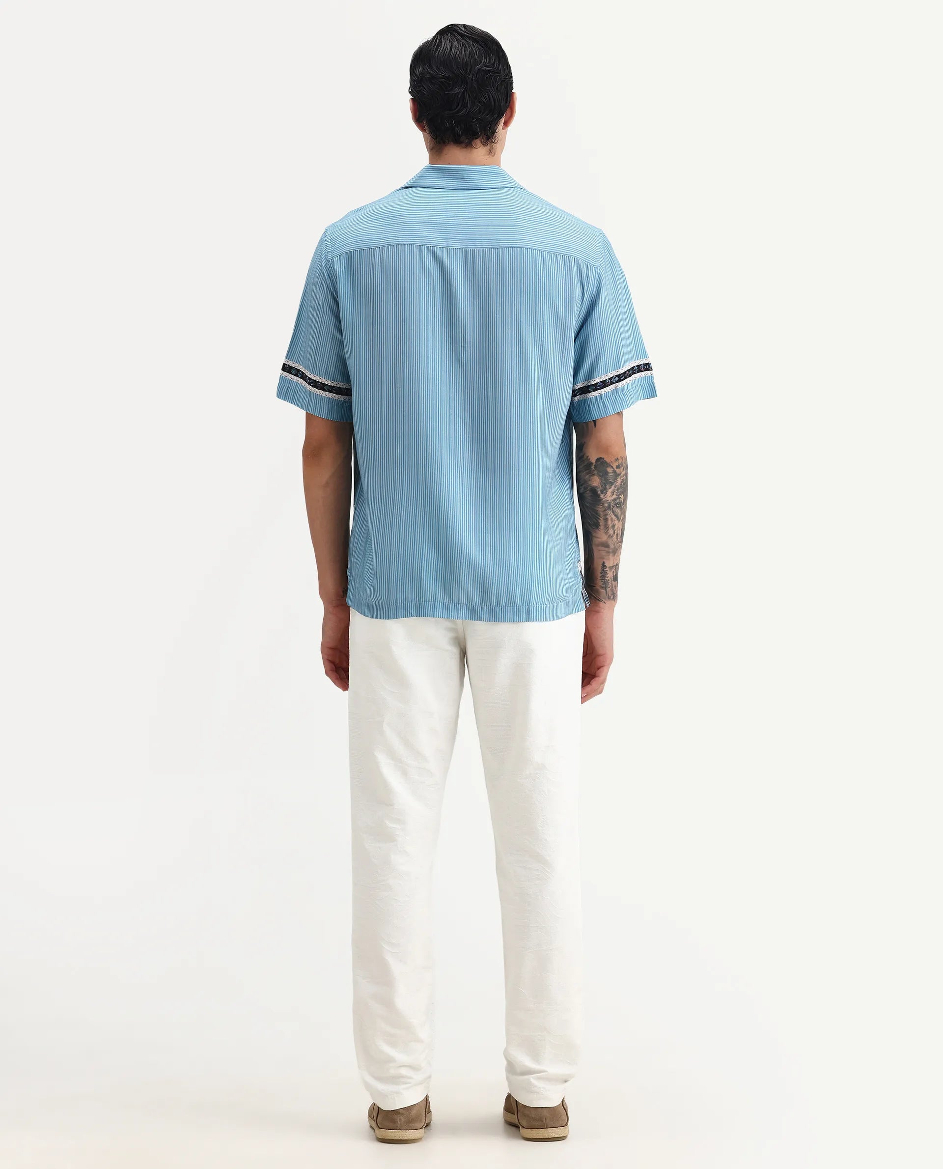 Rare Rabbit Men's Jeck-24 White Cotton Jacquard Regular Fit Trouser