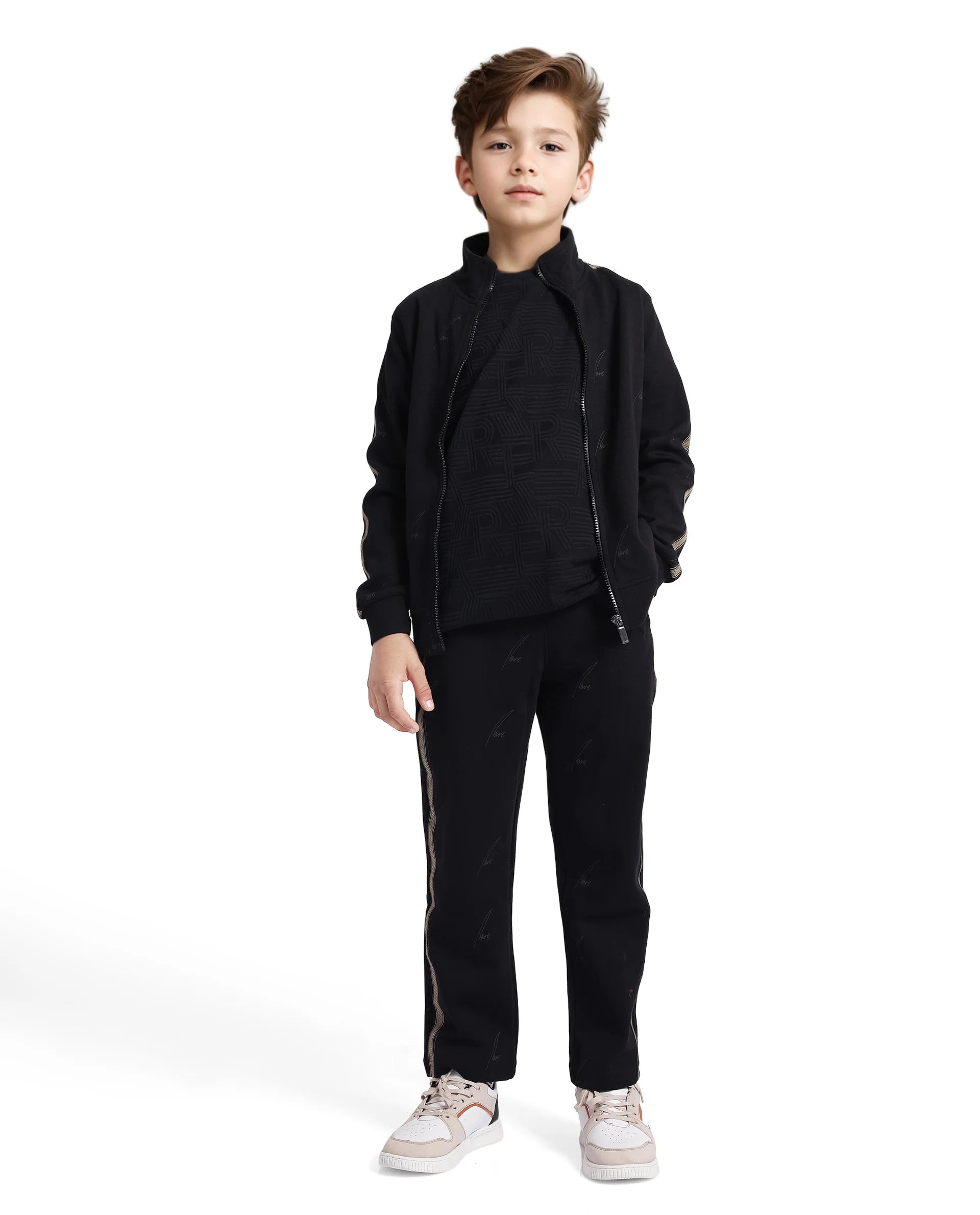 Rare Ones Kids Jeck Black Cotton Poly Jelly Print Trackpant