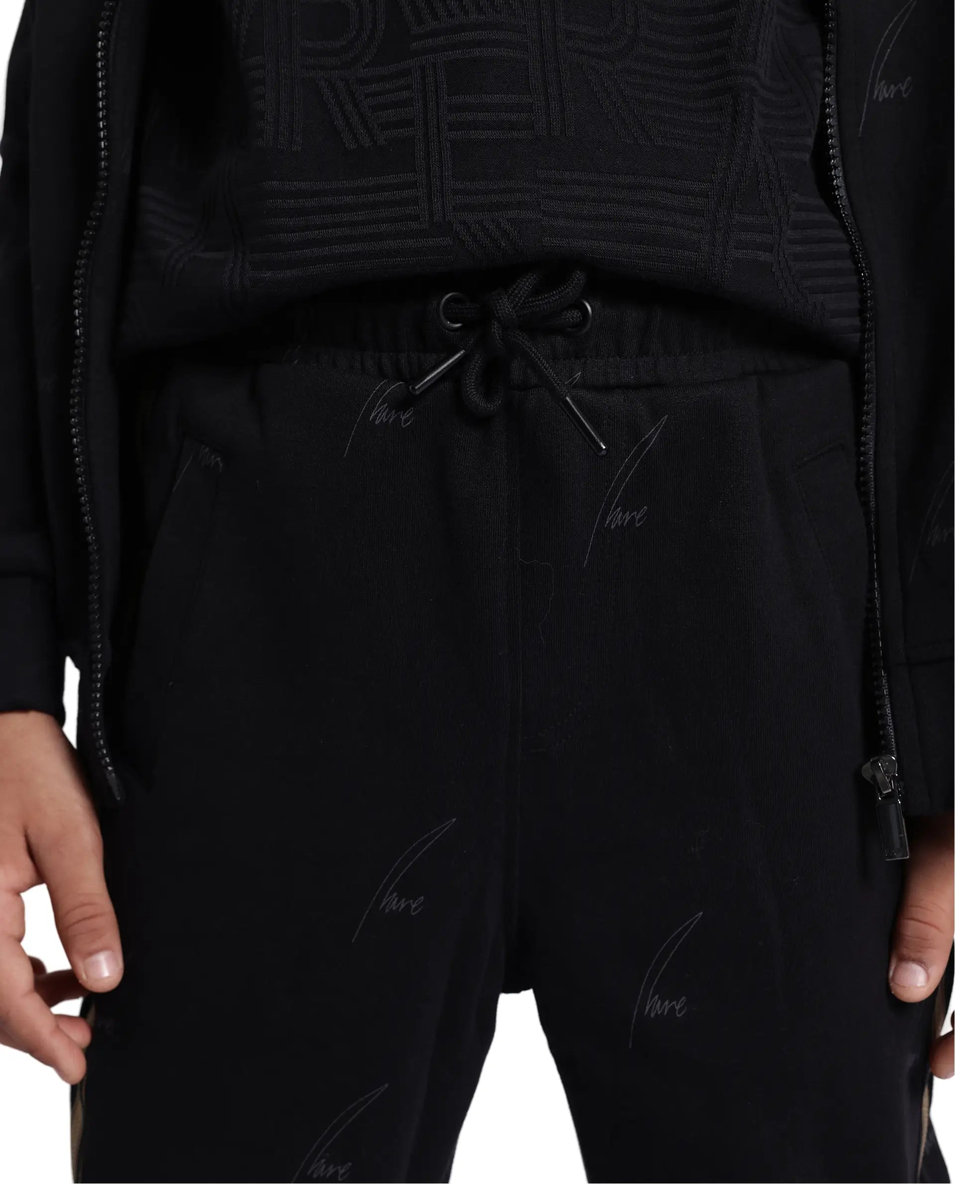 Rare Ones Kids Jeck Black Cotton Poly Jelly Print Trackpant