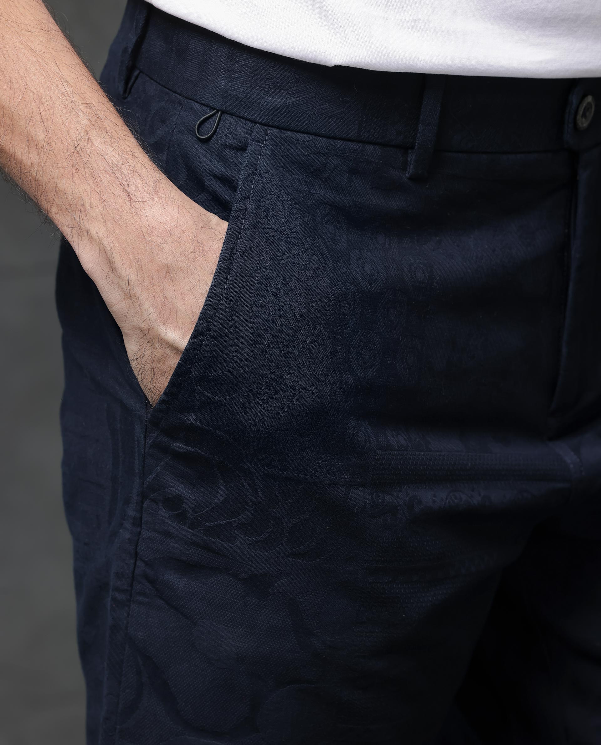 Rare Rabbit Mens Jecky Navy Jacquard Textured Regular Fit Shorts