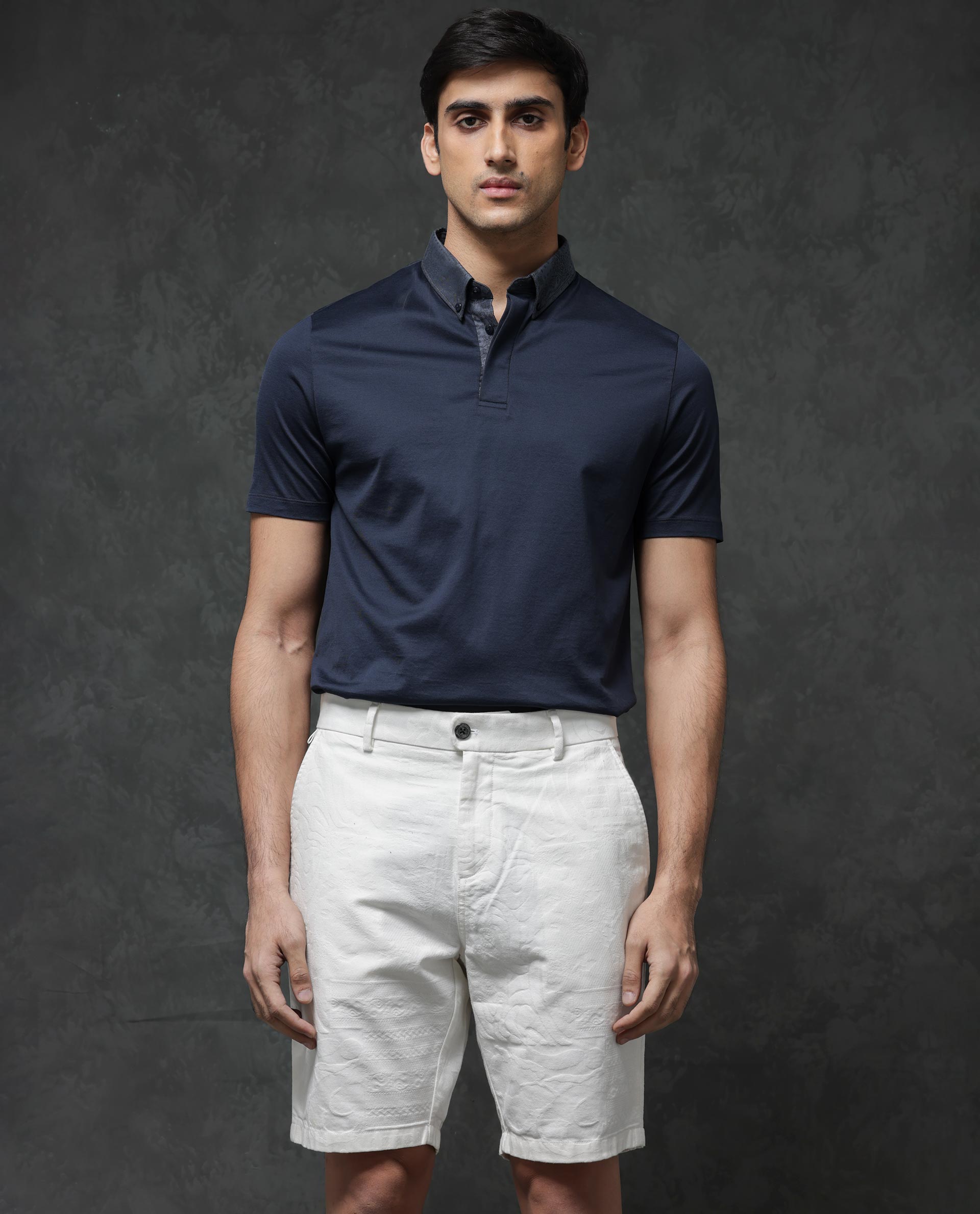 Rare Rabbit Mens Jecky Off White Jacquard Textured Regular Fit Shorts