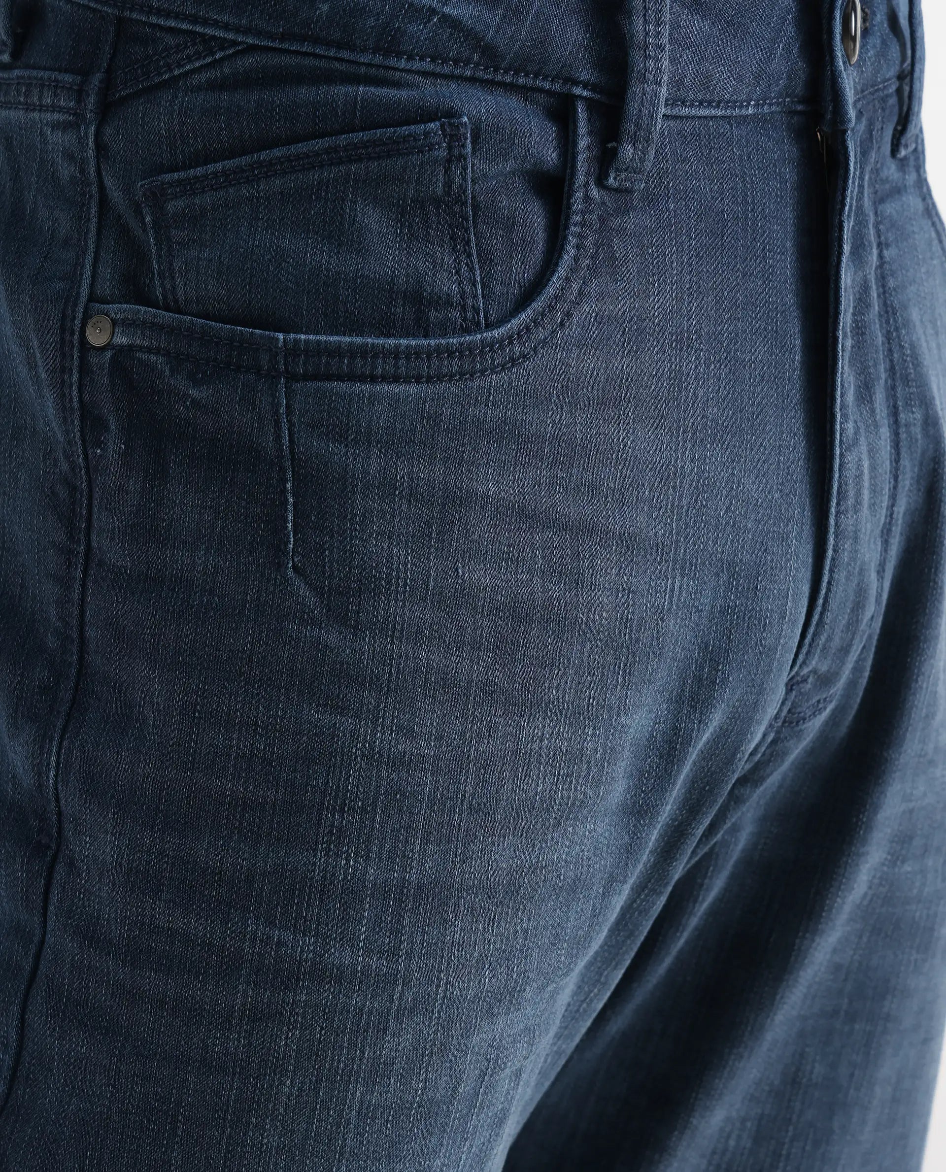 Rare Rabbit Men's Jett Light Blue Cotton Blend Plain Morris Regular Fit Jeans