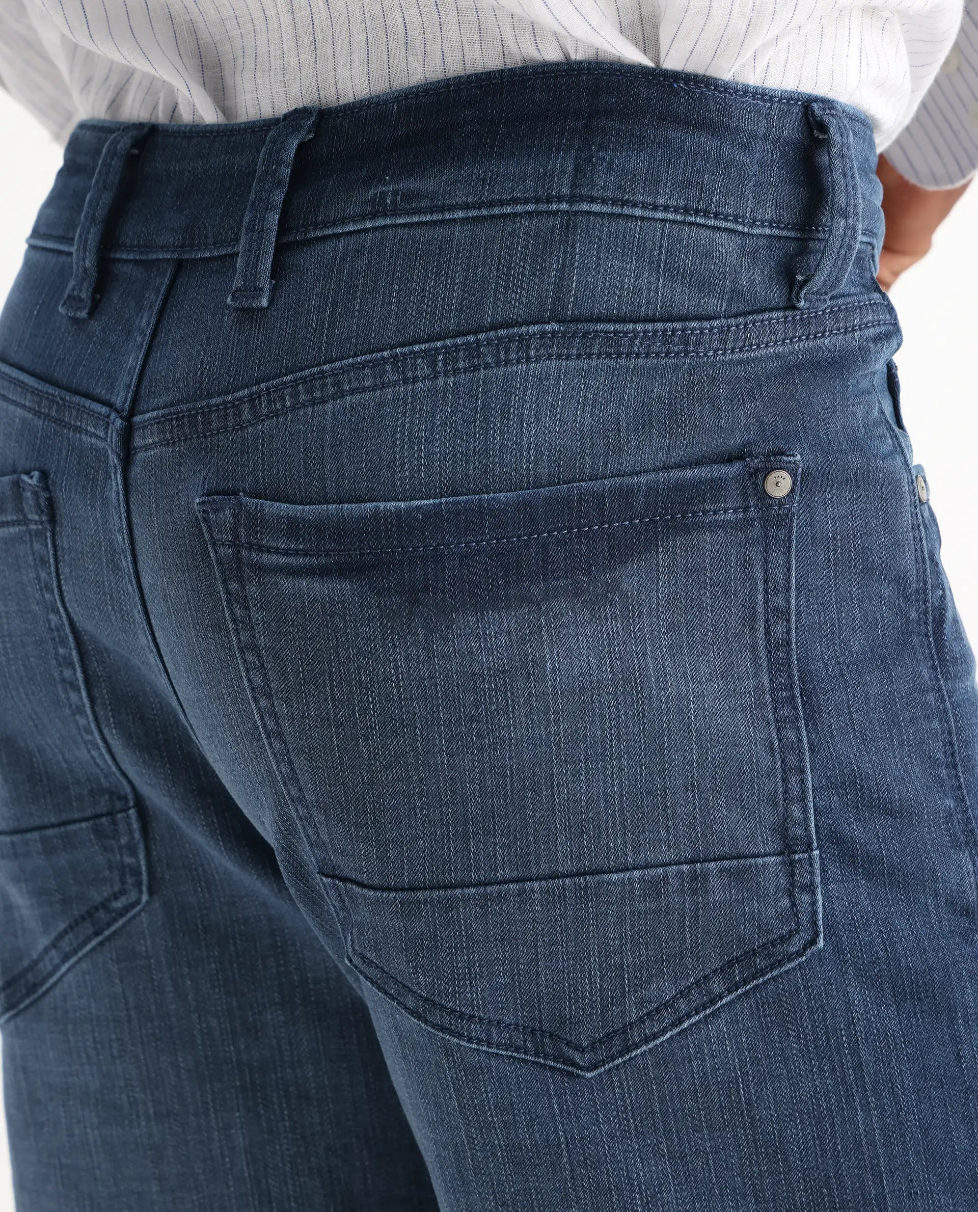 Rare Rabbit Men's Jett Light Blue Cotton Blend Plain Morris Regular Fit Jeans