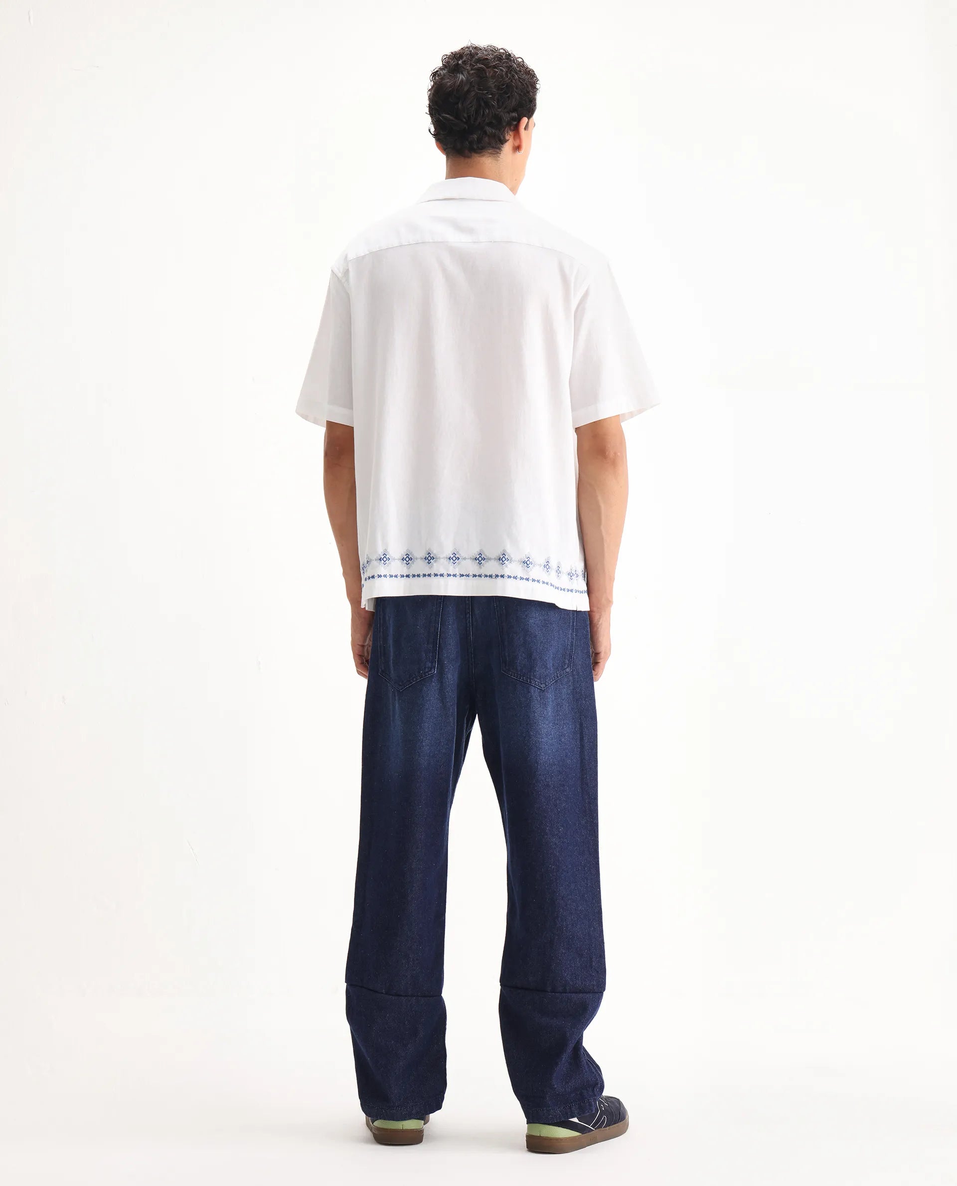 Rare Rabbit Men's Jettor Dark Blue Cotton Plain Relaxed Fit Jeans