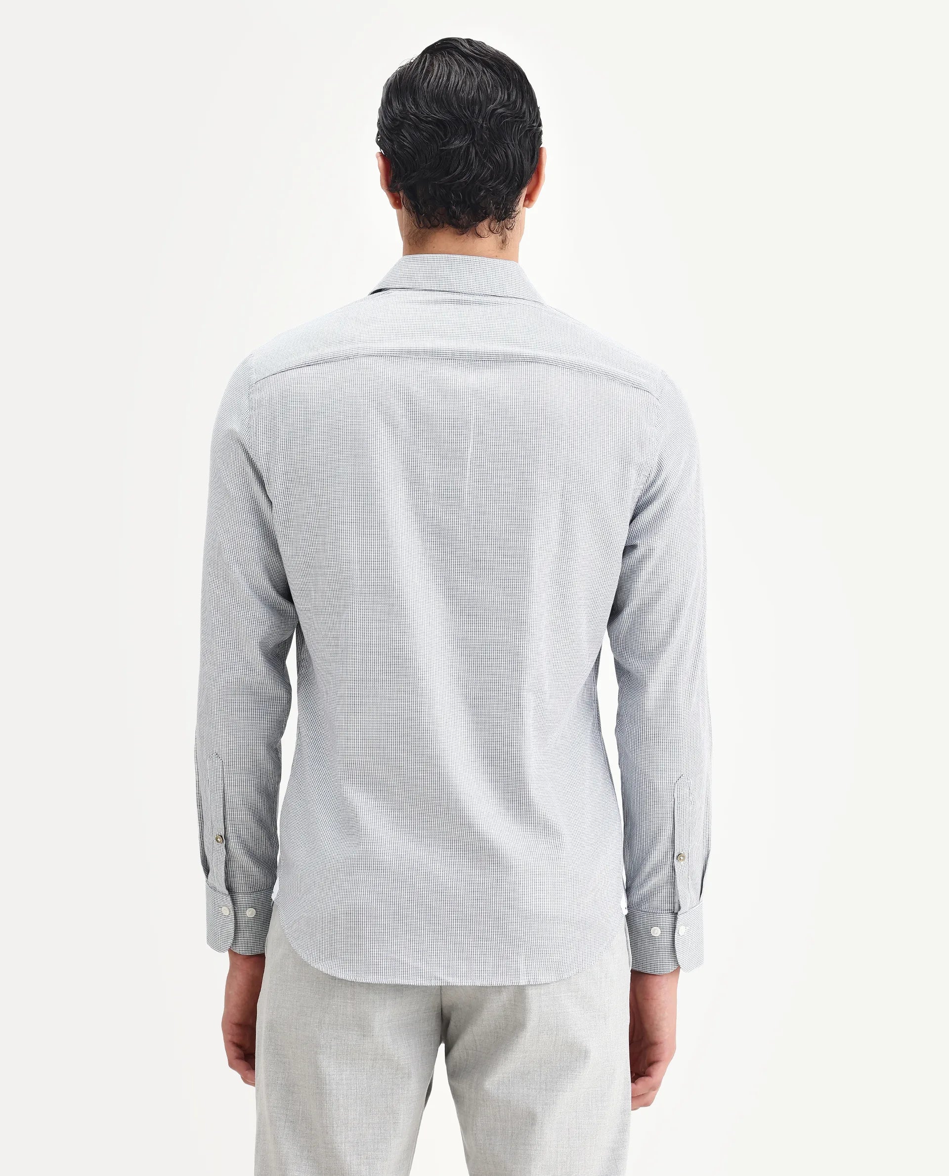 Rare Rabbit Men's Jnby Green Cotton Plain Regular Fit Full Sleeve Collared Shirt