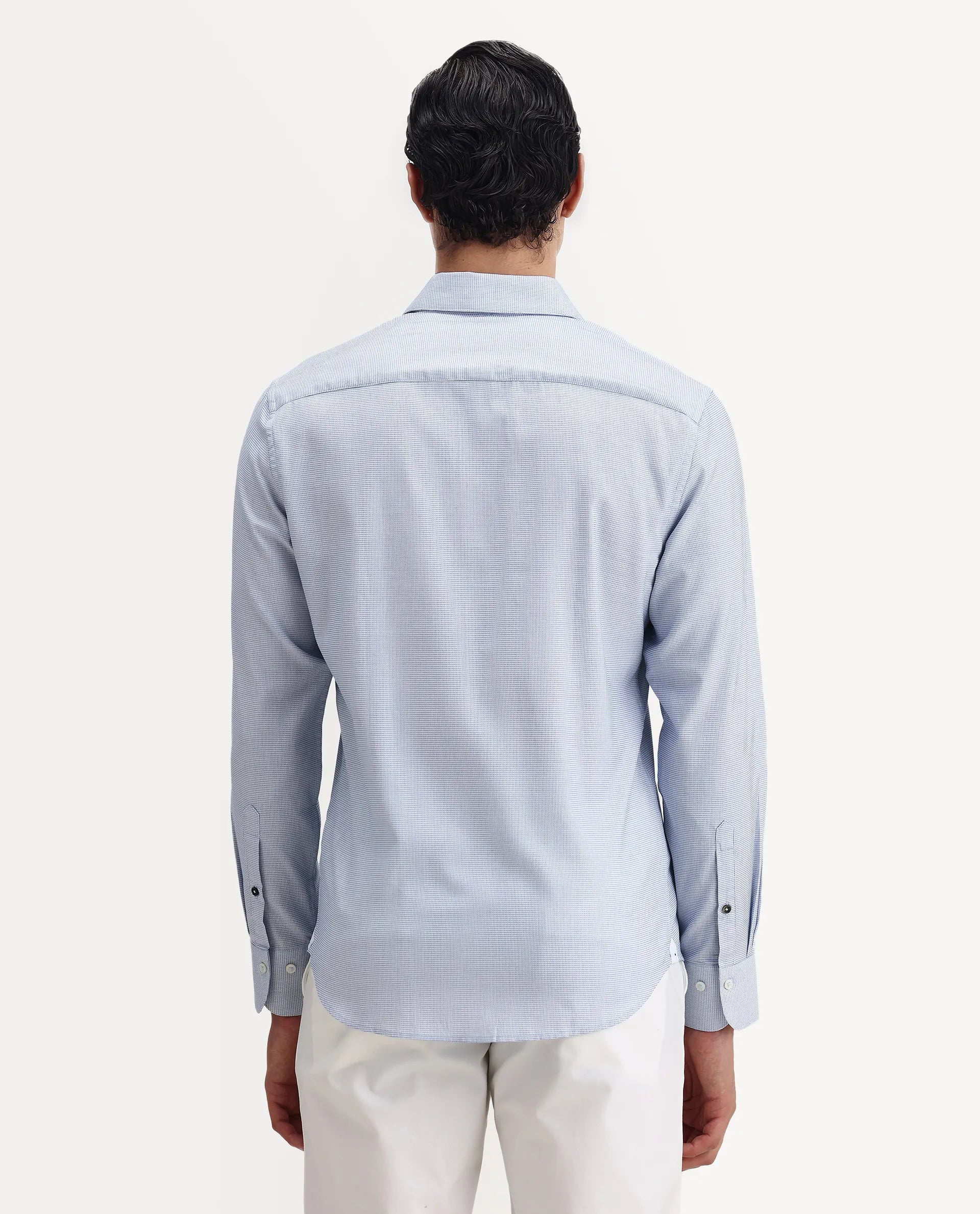 Rare Rabbit Men's Jnby Light Blue Cotton Plain Regular Fit Full Sleeve Collared Shirt