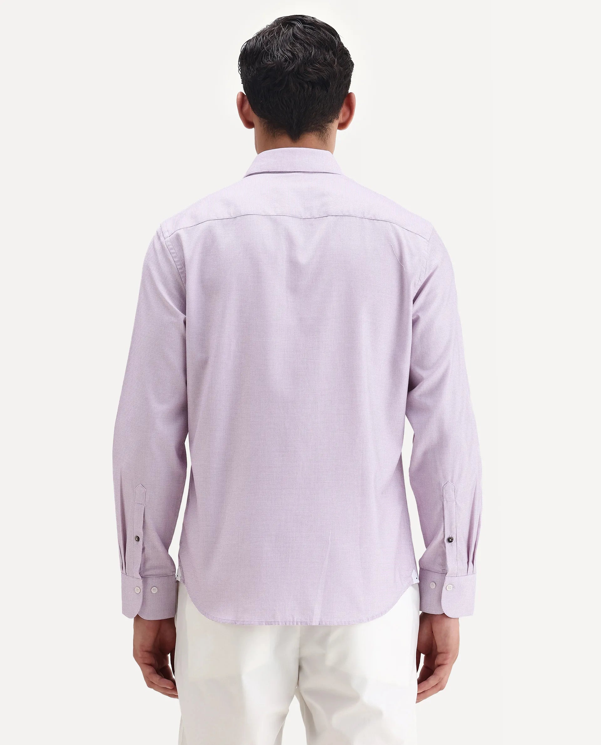 Rare Rabbit Men's Jnby Light Pink Cotton Plain Regular Fit Full Sleeve Collared Shirt