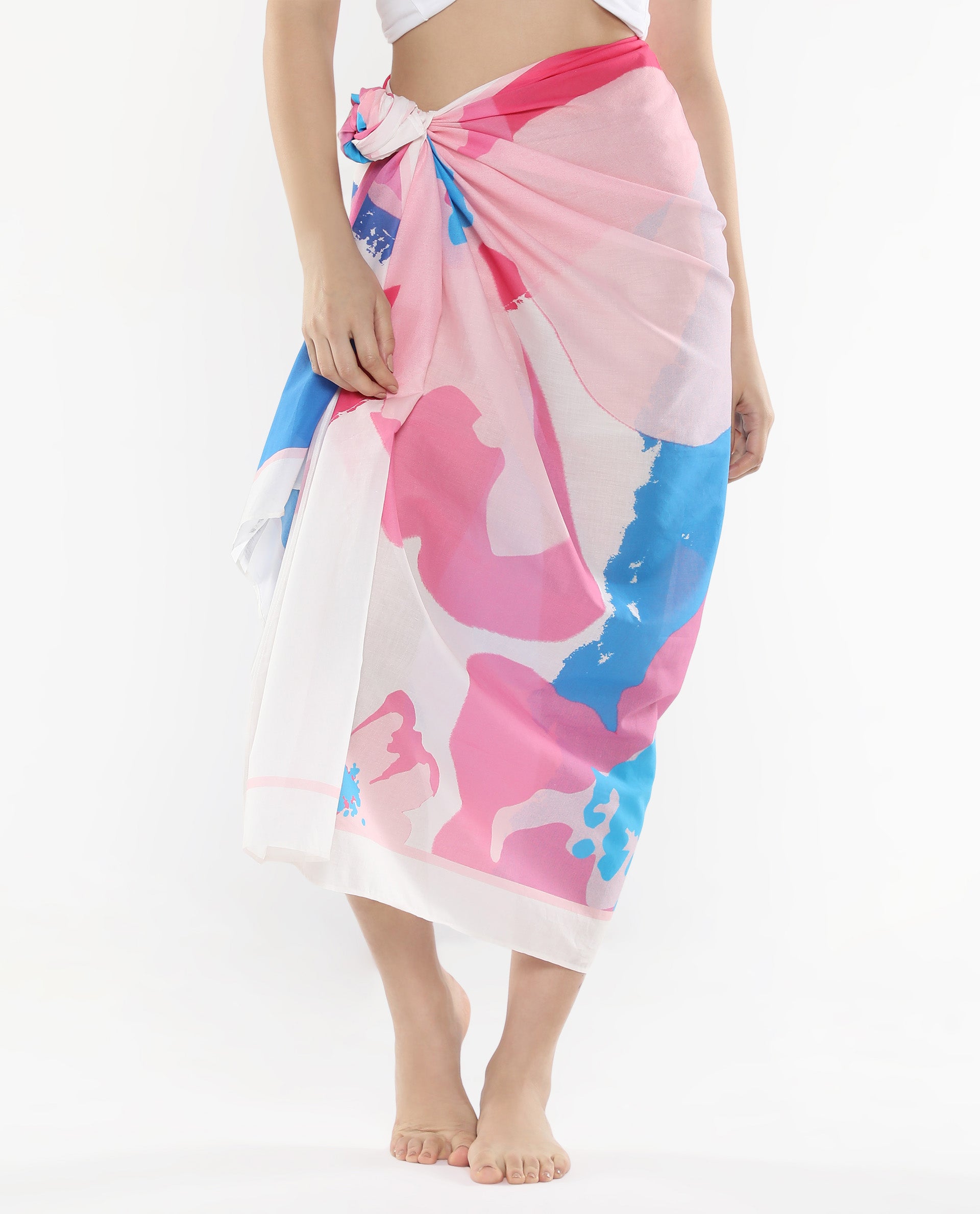 Rareism Women Joellina Pink Tie Up Closure Floral Print Sarong