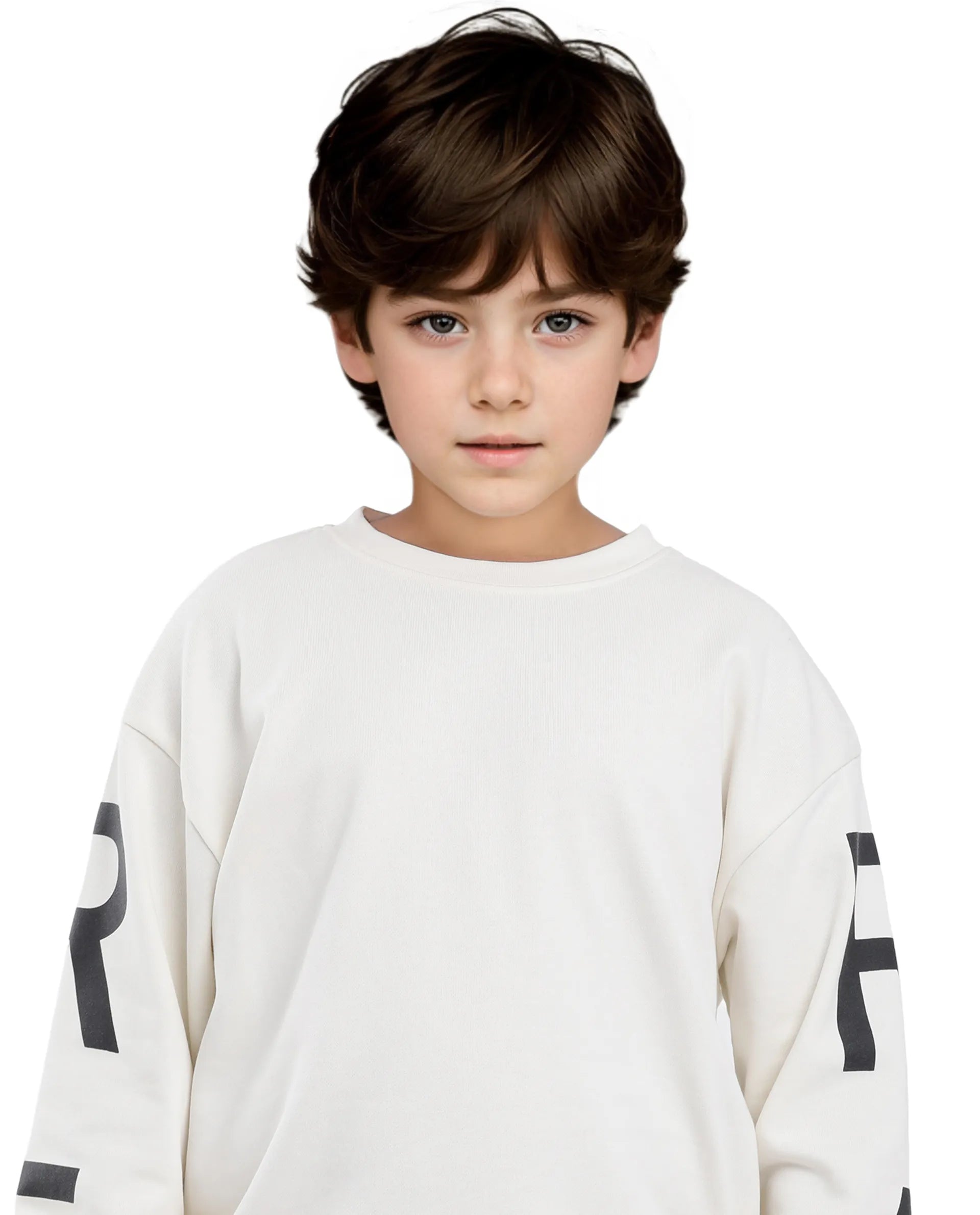 Rare Ones Kids Joen Off White Cotton Poly Full Sleeve Plastisol Print Sweatshirt