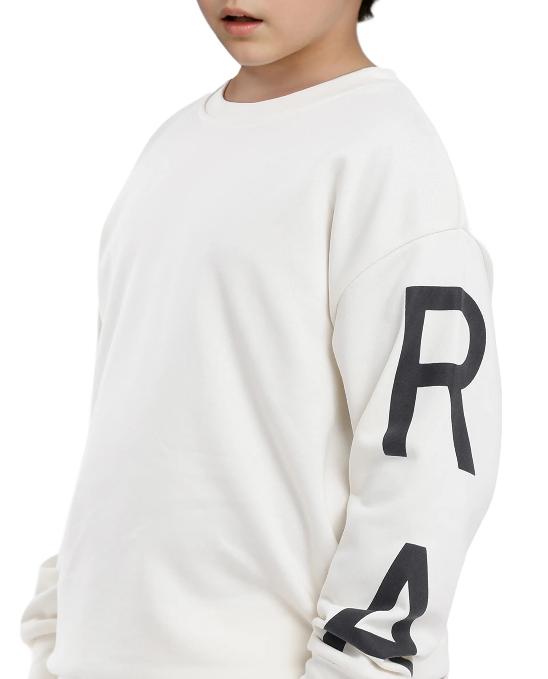 Rare Ones Kids Joen Off White Cotton Poly Full Sleeve Plastisol Print Sweatshirt