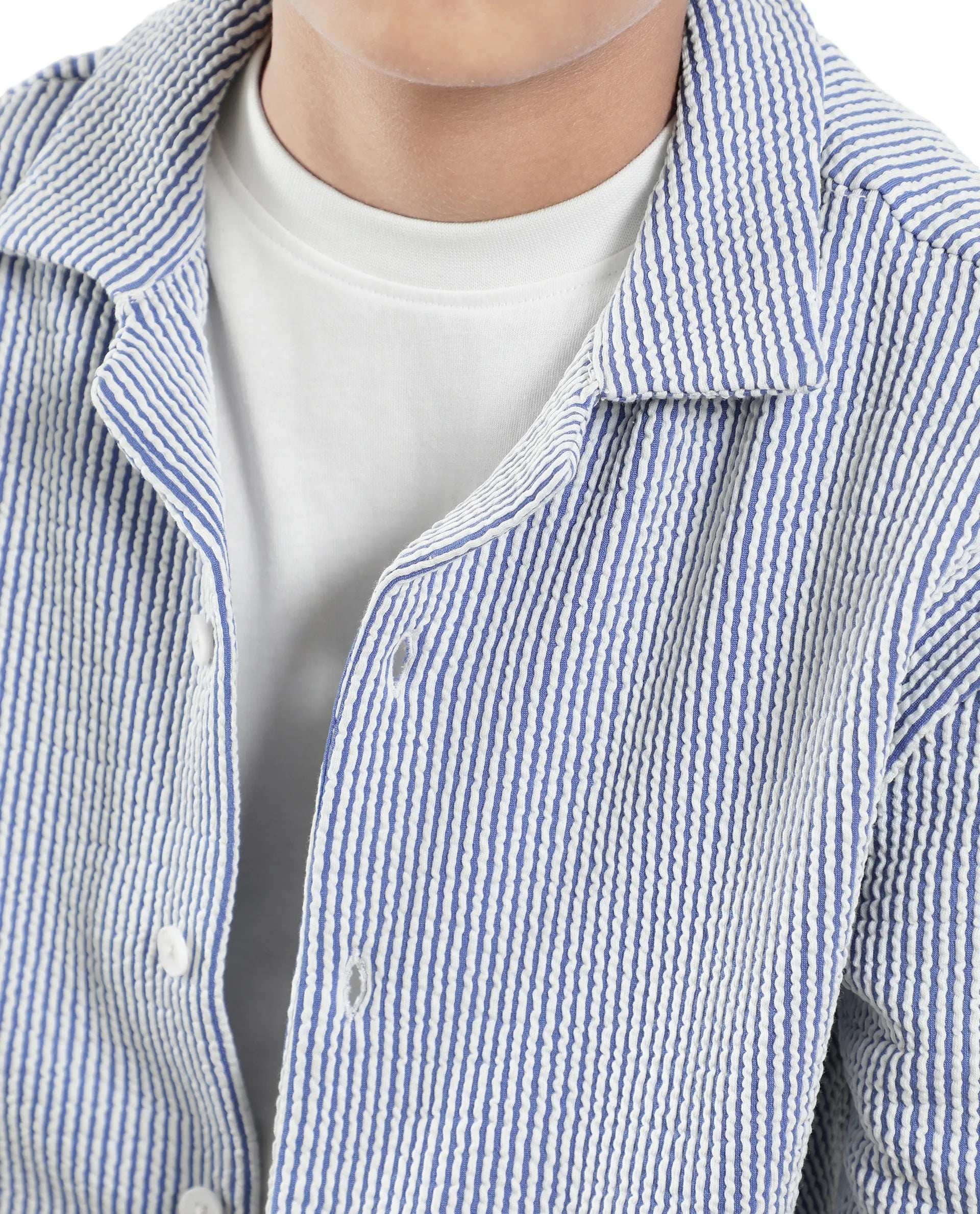 Rare Ones Kids John-S Blue Cotton Blend Short Sleeve Solid Regular Shirt