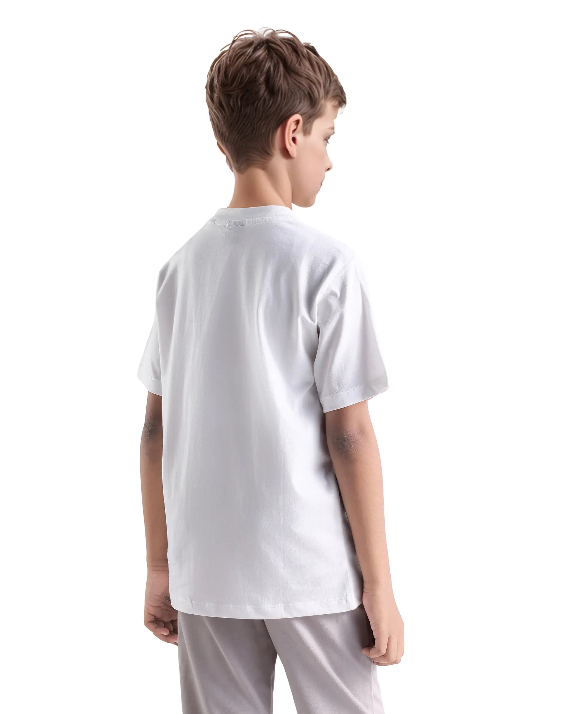 Rare Ones Kids Jolt-K White Cotton Hd Print Regular Fit T-Shirt