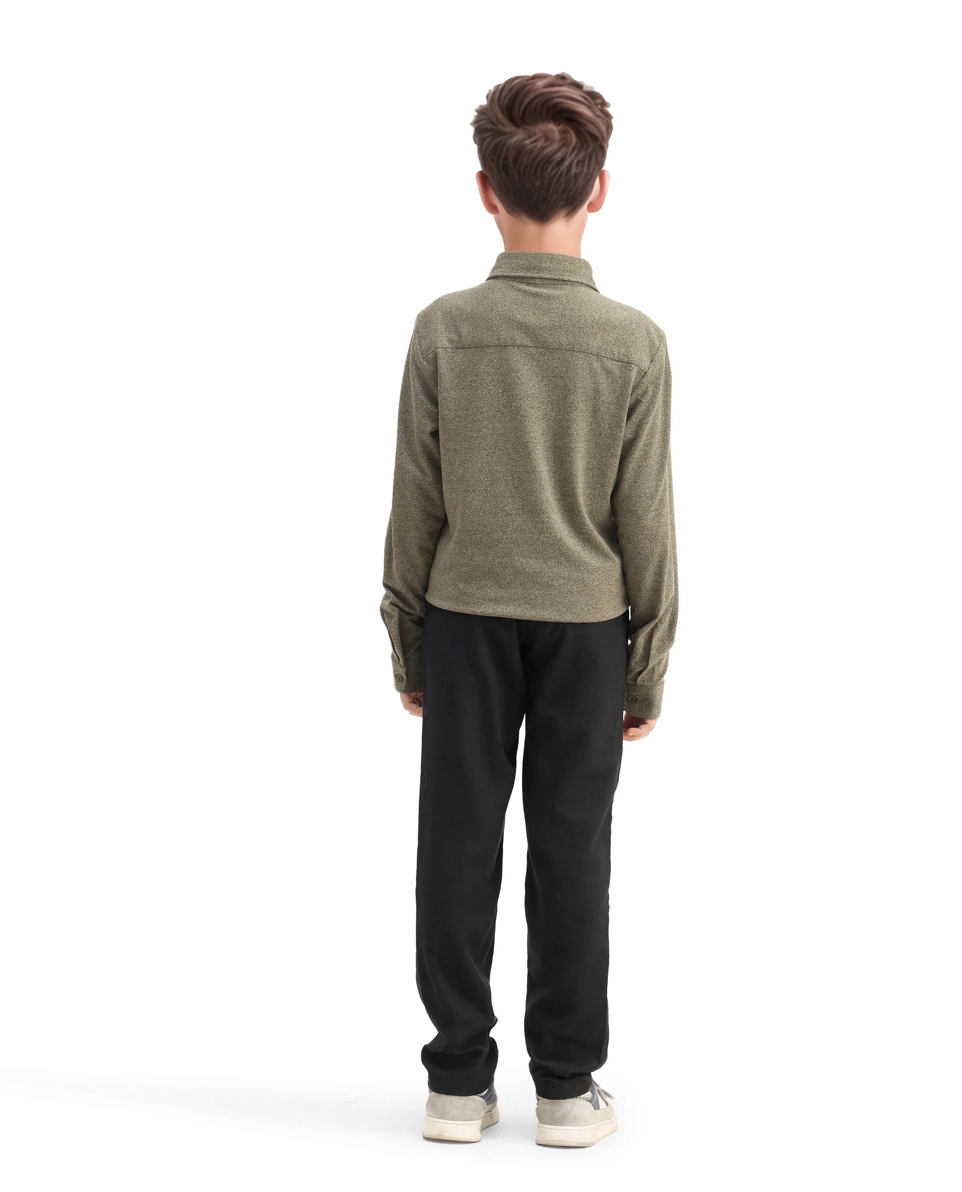 Rare Ones Kids Jomok-B Black Linen Blend Plain Button Closure Regular Fit Trouser