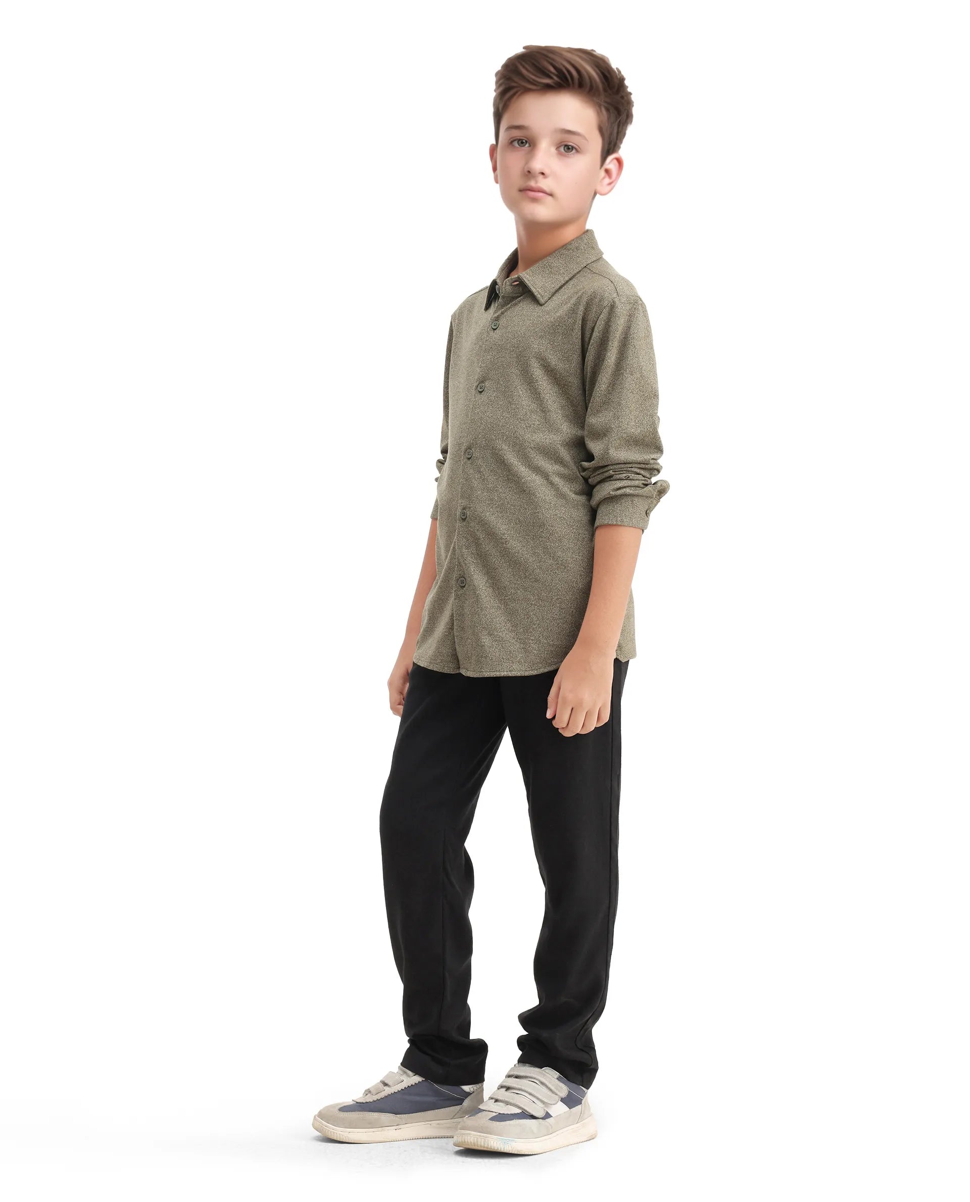 Rare Ones Kids Jomok-B Black Linen Blend Plain Button Closure Regular Fit Trouser