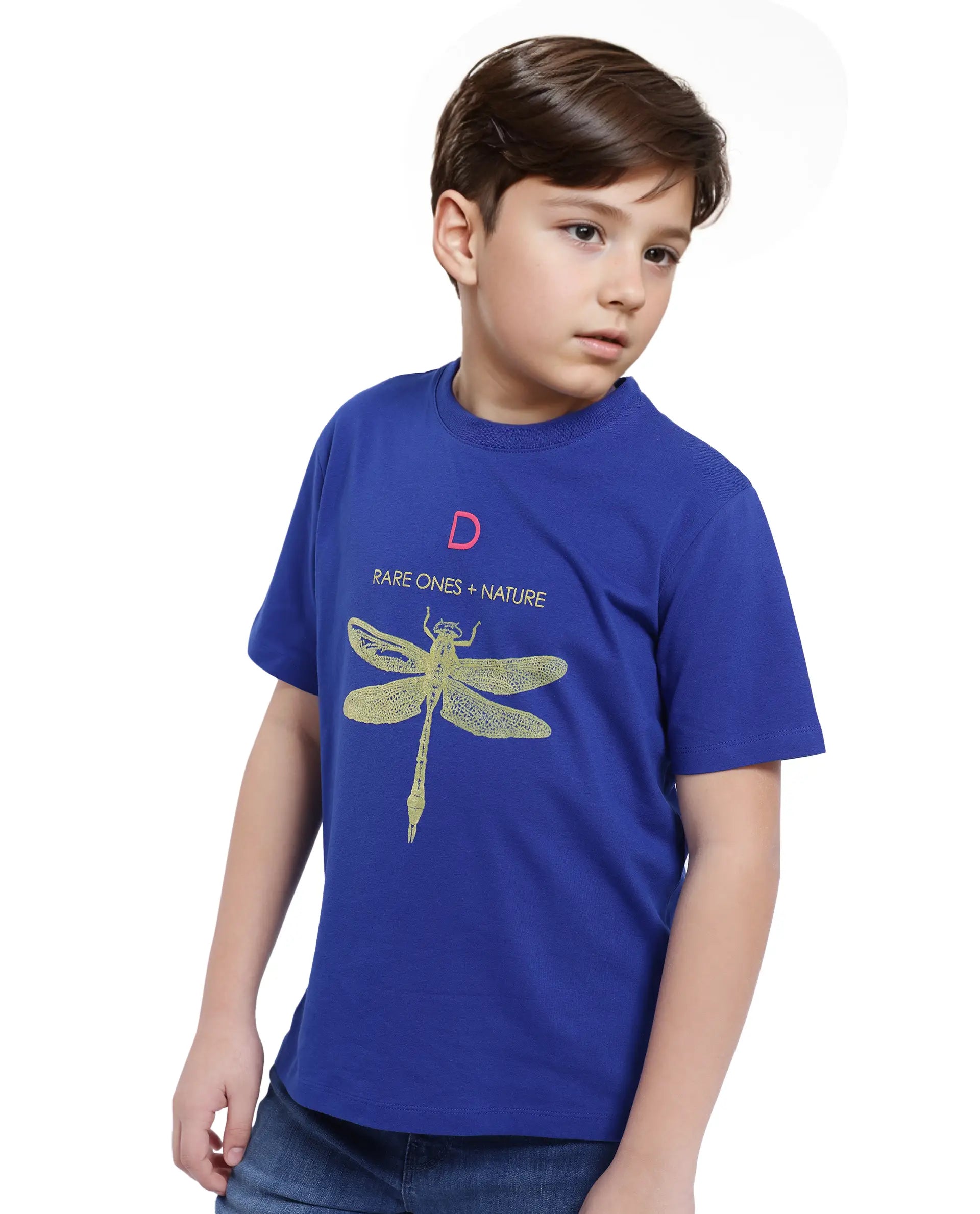 Rare Ones Kids Jos Blue Cotton Short Sleeve Regular Fit HD Placement Print T-Shirt