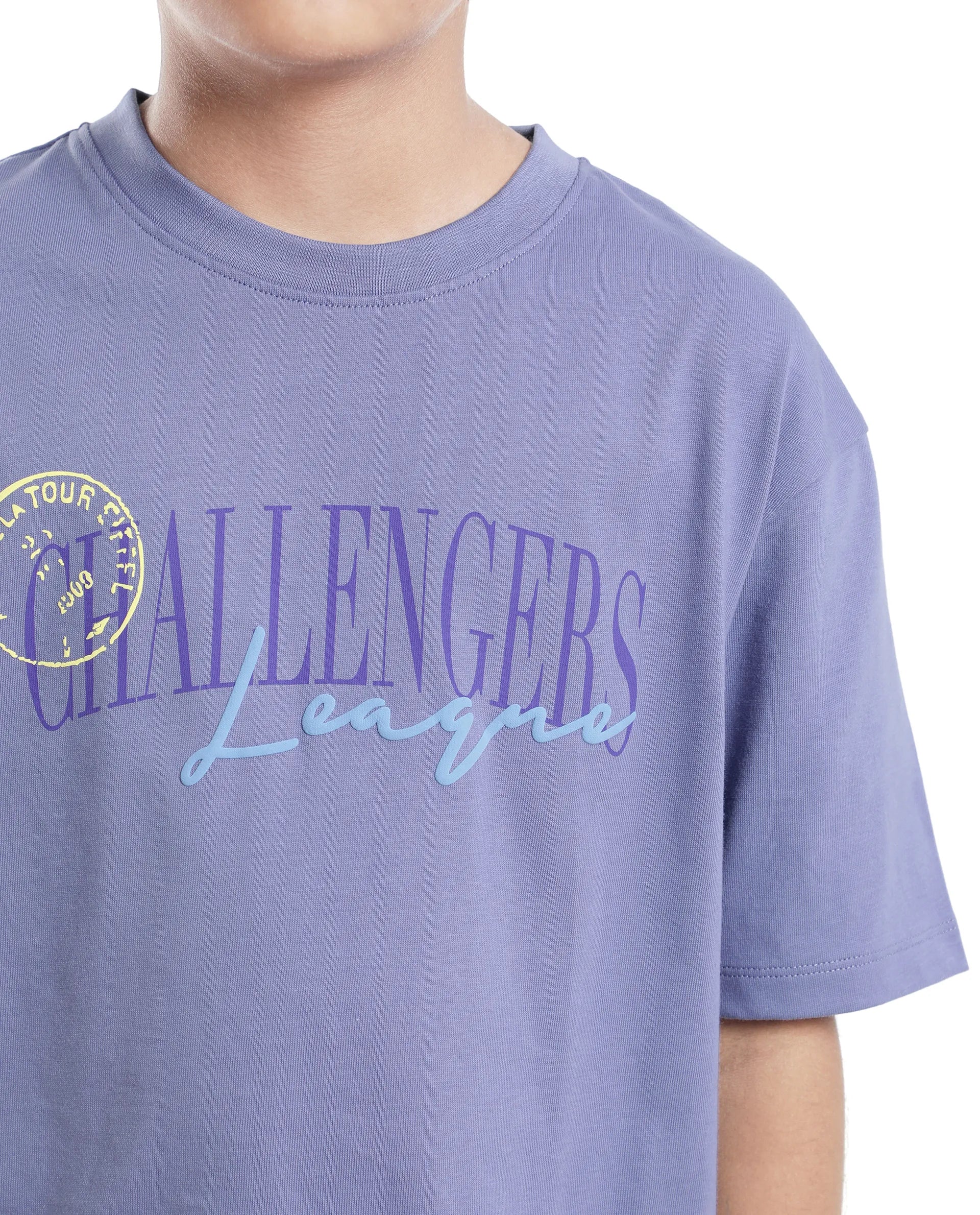 Rare Ones Kids Josh Light Purple Cotton Solid Slip-On Oversized Fit T-Shirt