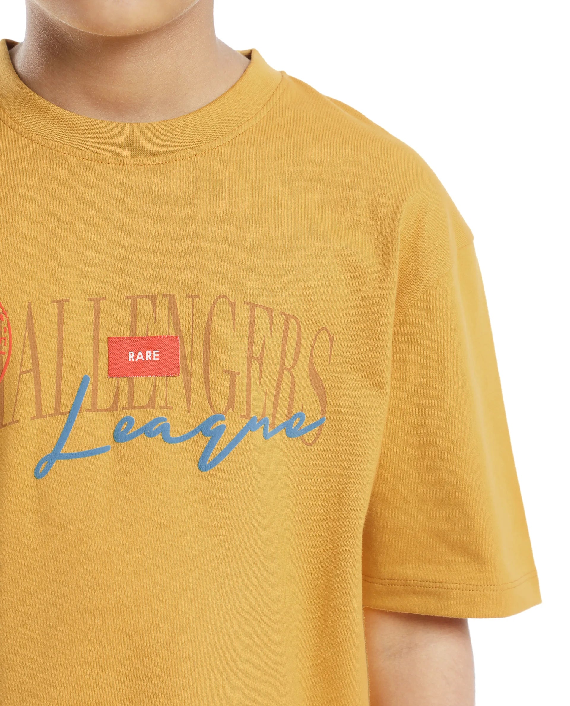 Rare Ones Kids Josh Yellow Cotton Solid Slip-On Oversized Fit T-Shirt