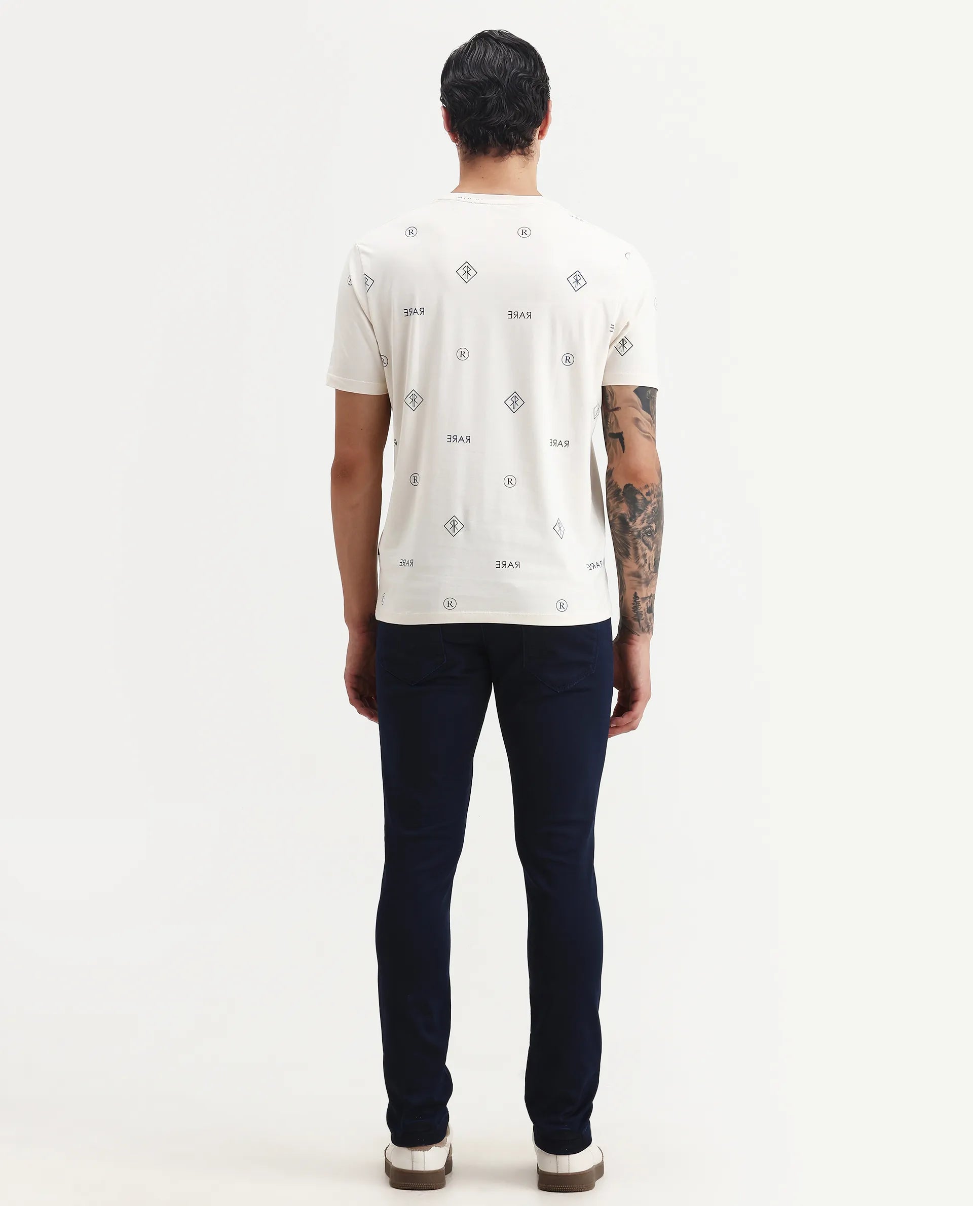 Rare Rabbit Men's Jules Blue Cotton Blend Plain Hawk Slim Fit Jeans