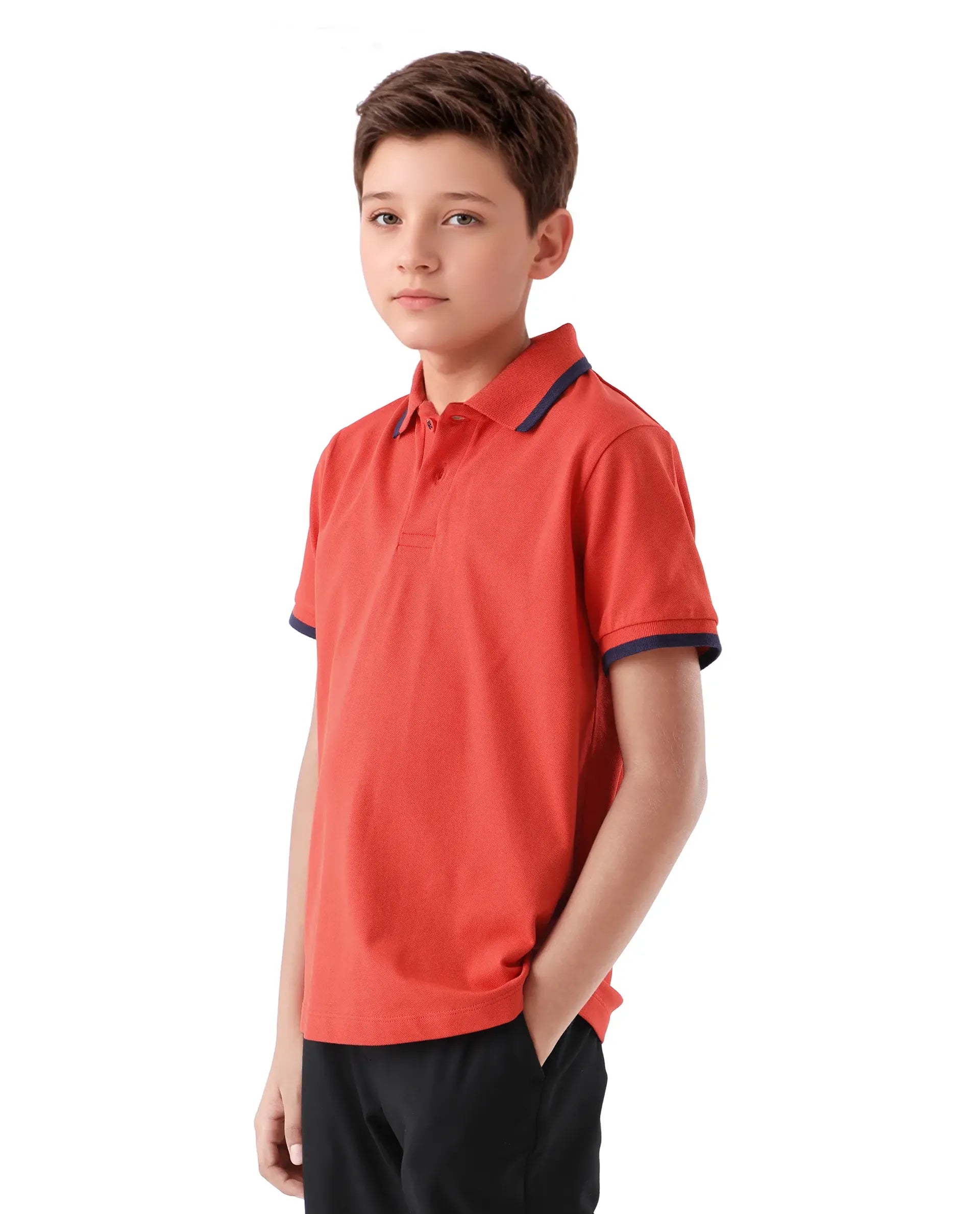 Rare Ones Kids Juno Red Cotton Blend Half Sleeve Printed Regular Fit Polo