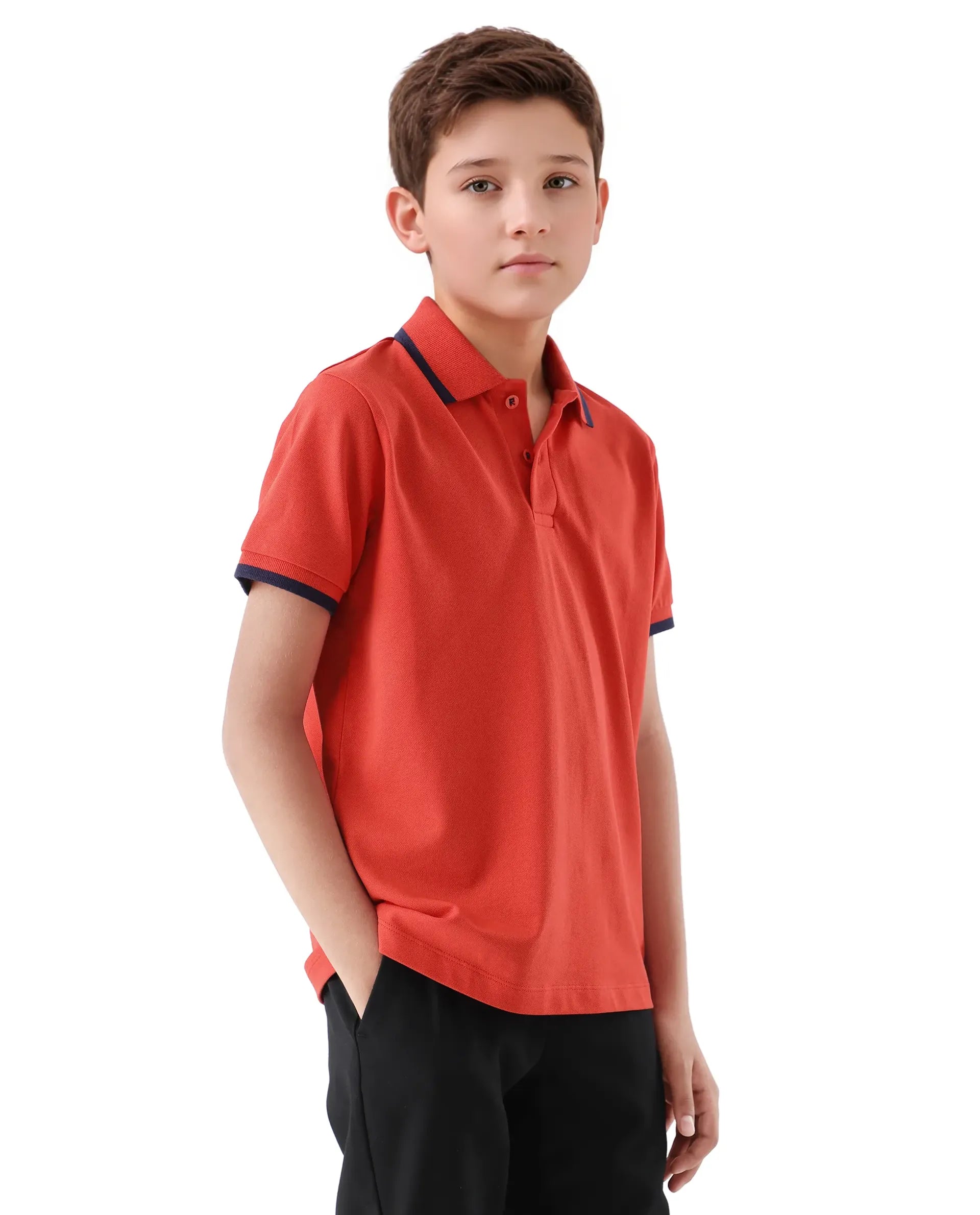 Rare Ones Kids Juno Red Cotton Blend Half Sleeve Printed Regular Fit Polo