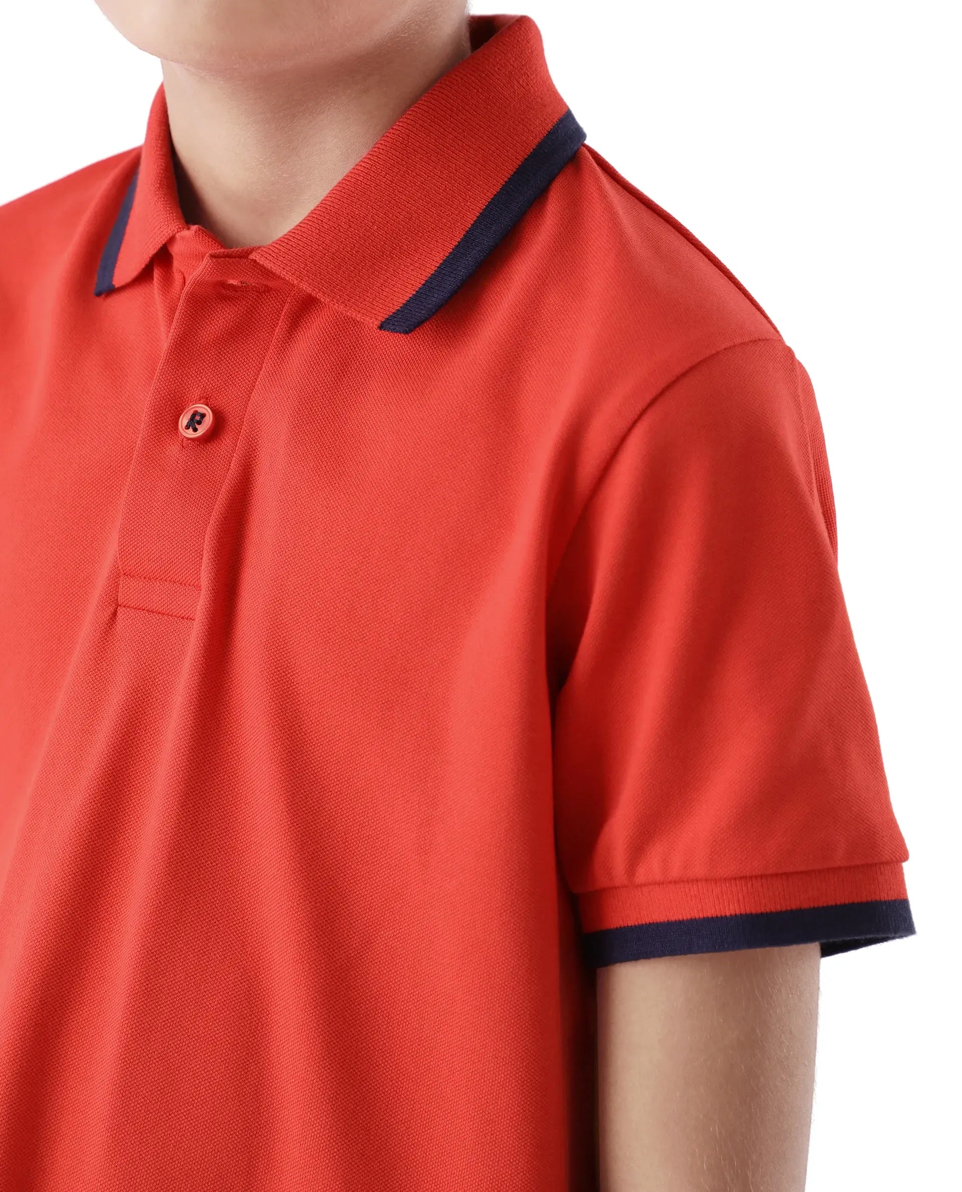 Rare Ones Kids Juno Red Cotton Blend Half Sleeve Printed Regular Fit Polo