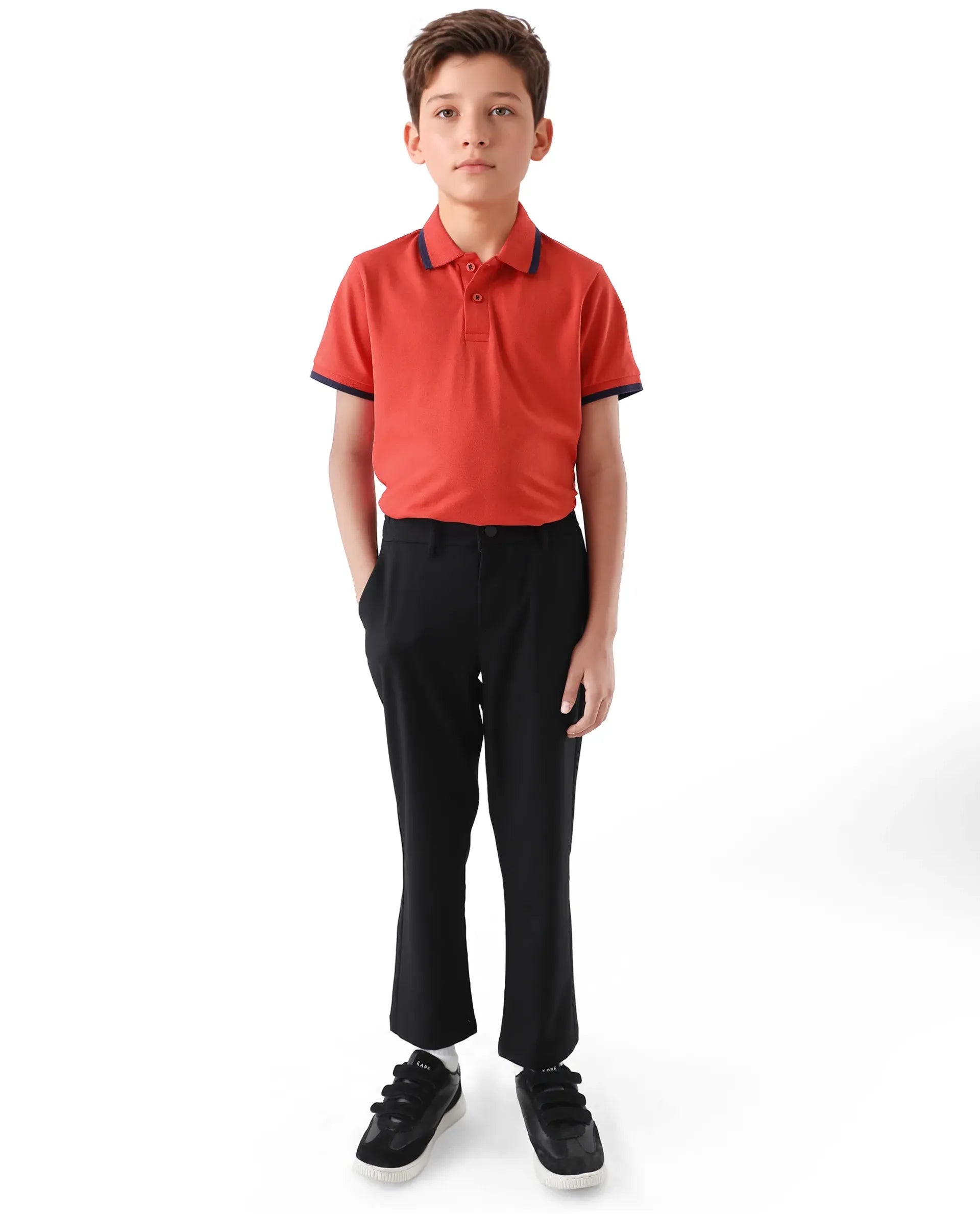 Rare Ones Kids Juno Red Cotton Blend Half Sleeve Printed Regular Fit Polo