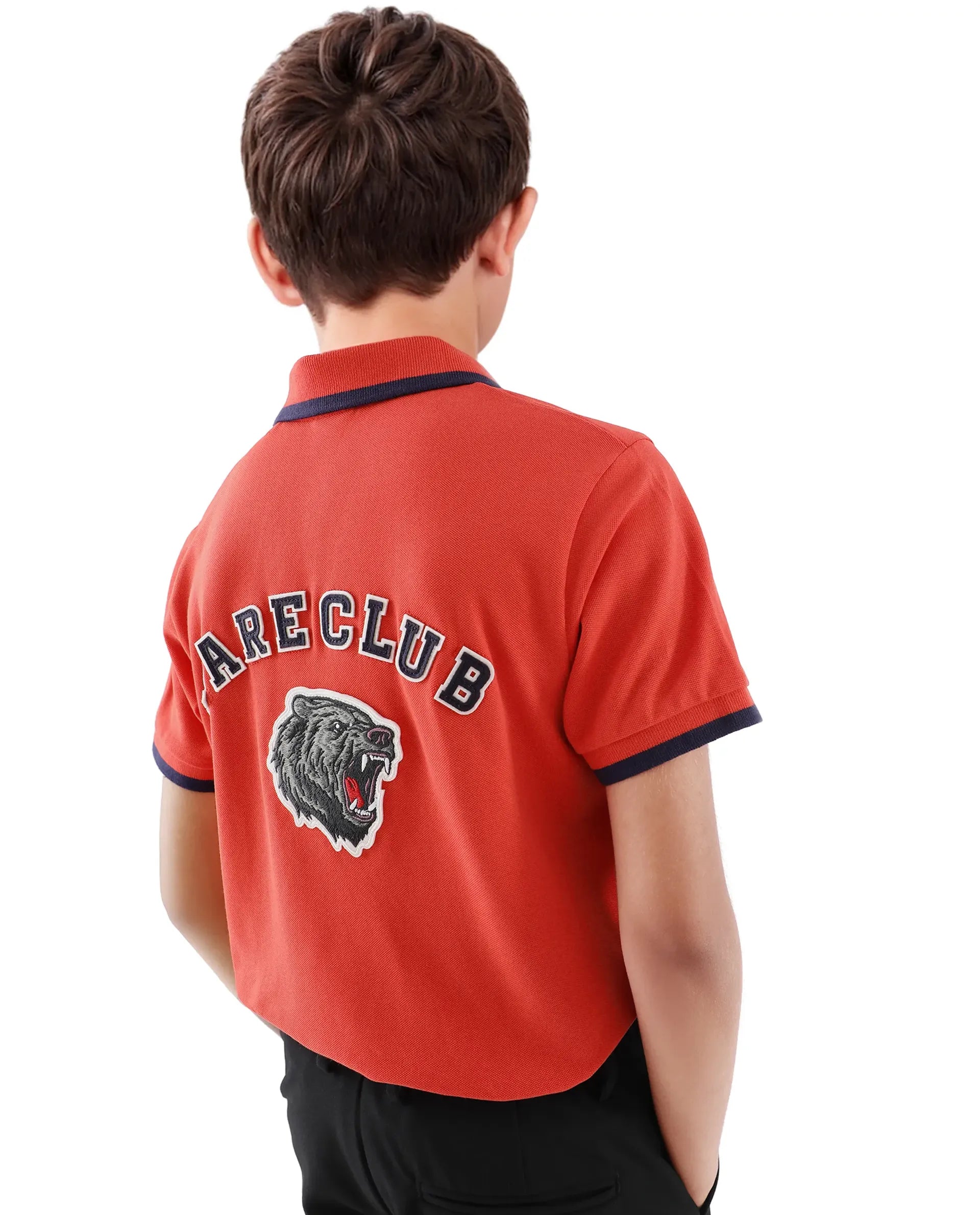 Rare Ones Kids Juno Red Cotton Blend Half Sleeve Printed Regular Fit Polo