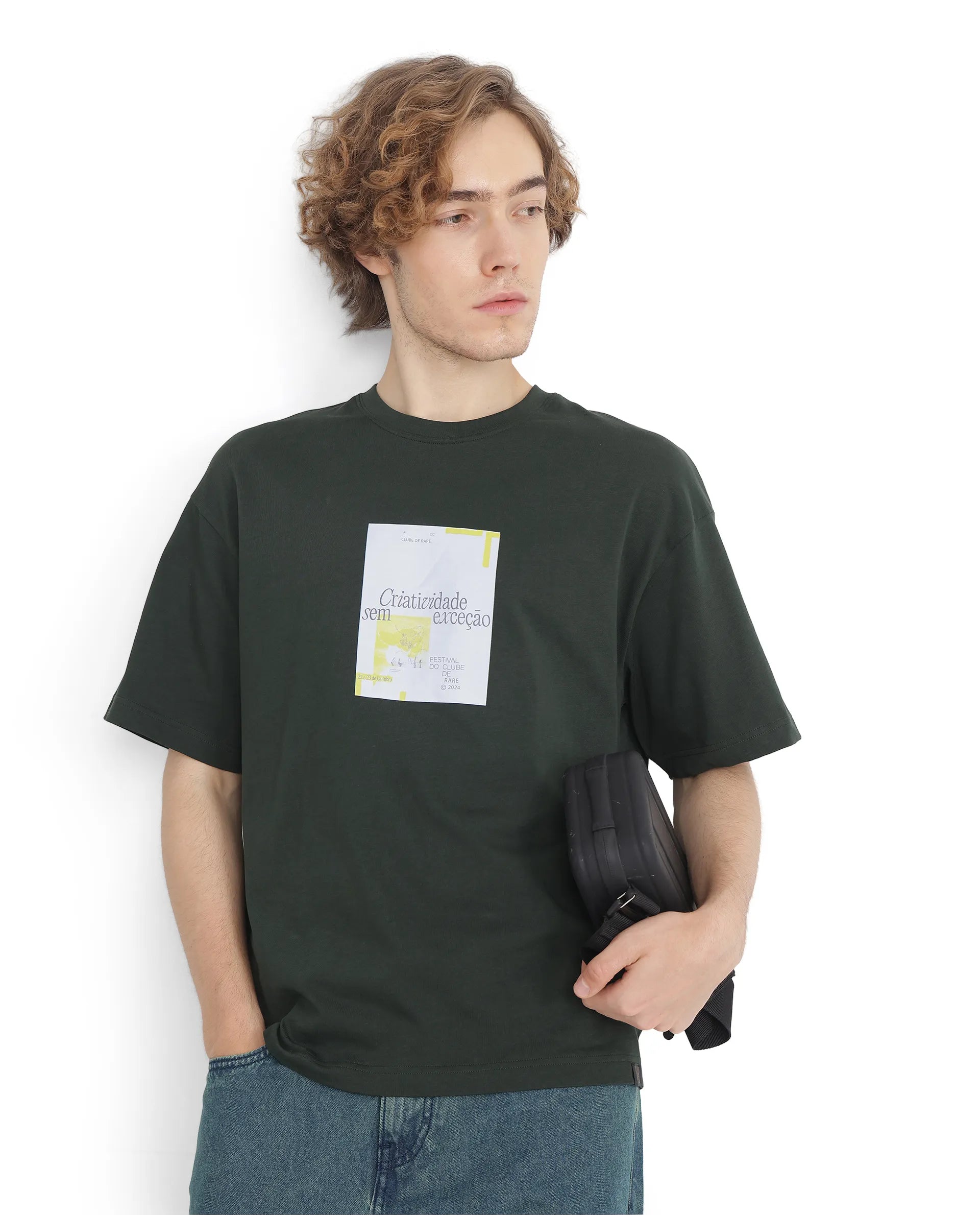 Rare Rabbit Men Justin Dark Olive Cotton Fabric Short Sleeve Crew Neck Graphic Print T-Shirt