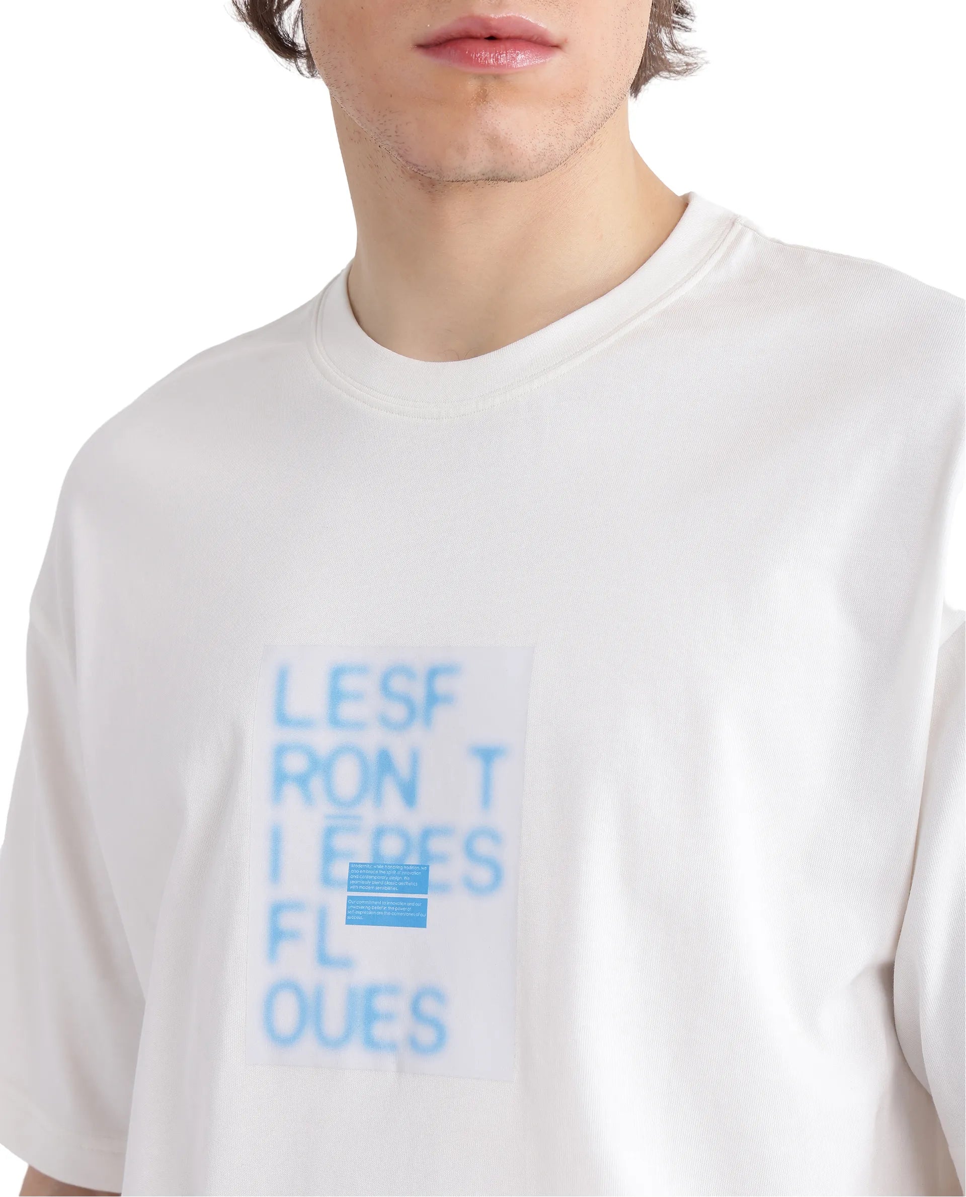 Rare Rabbit Men Justin Off White Cotton Fabric Short Sleeve Crew Neck Graphic Print T-Shirt