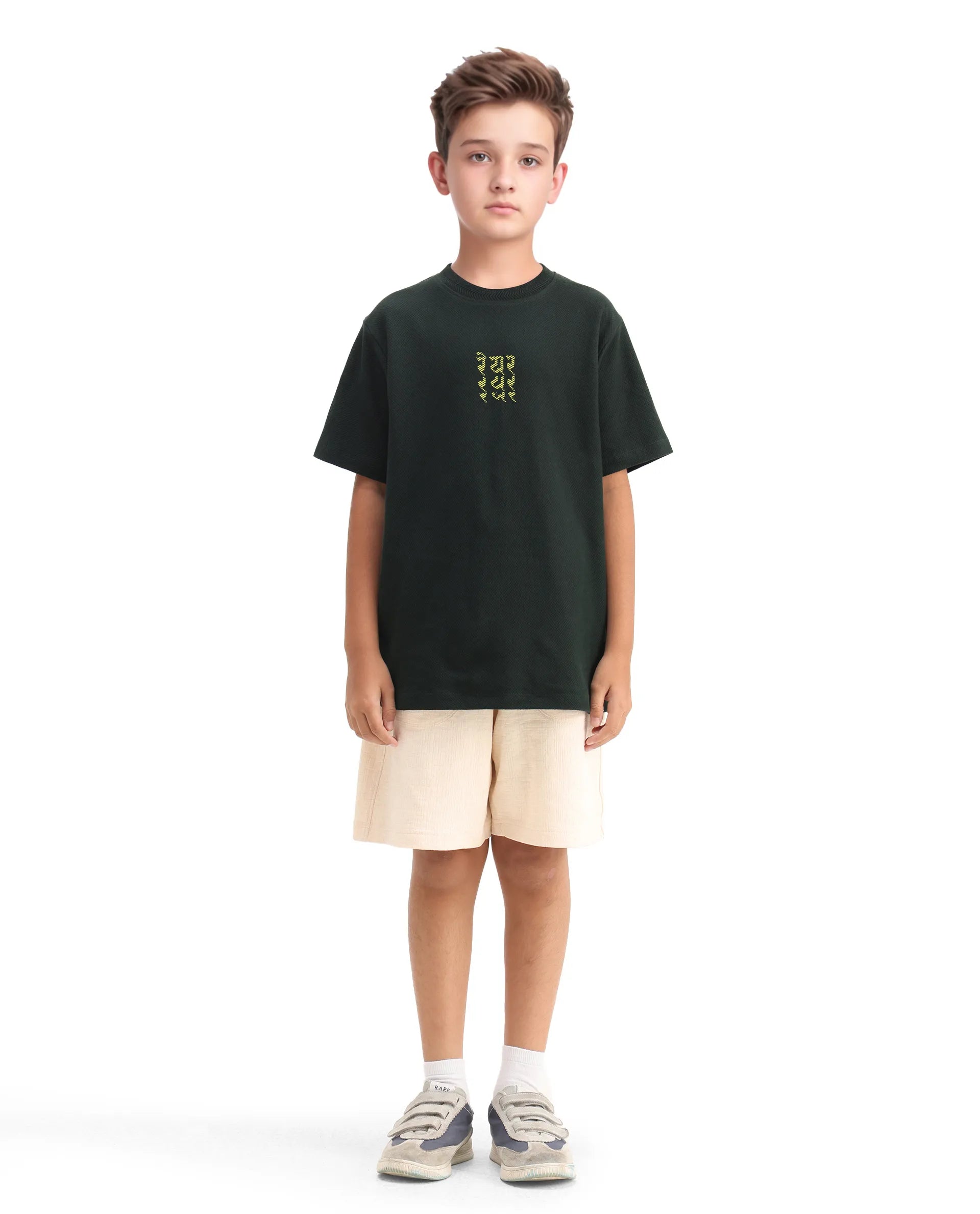 Rare Ones Kids Kade Dark Green Cotton Hd Print Regular Fit T-Shirt