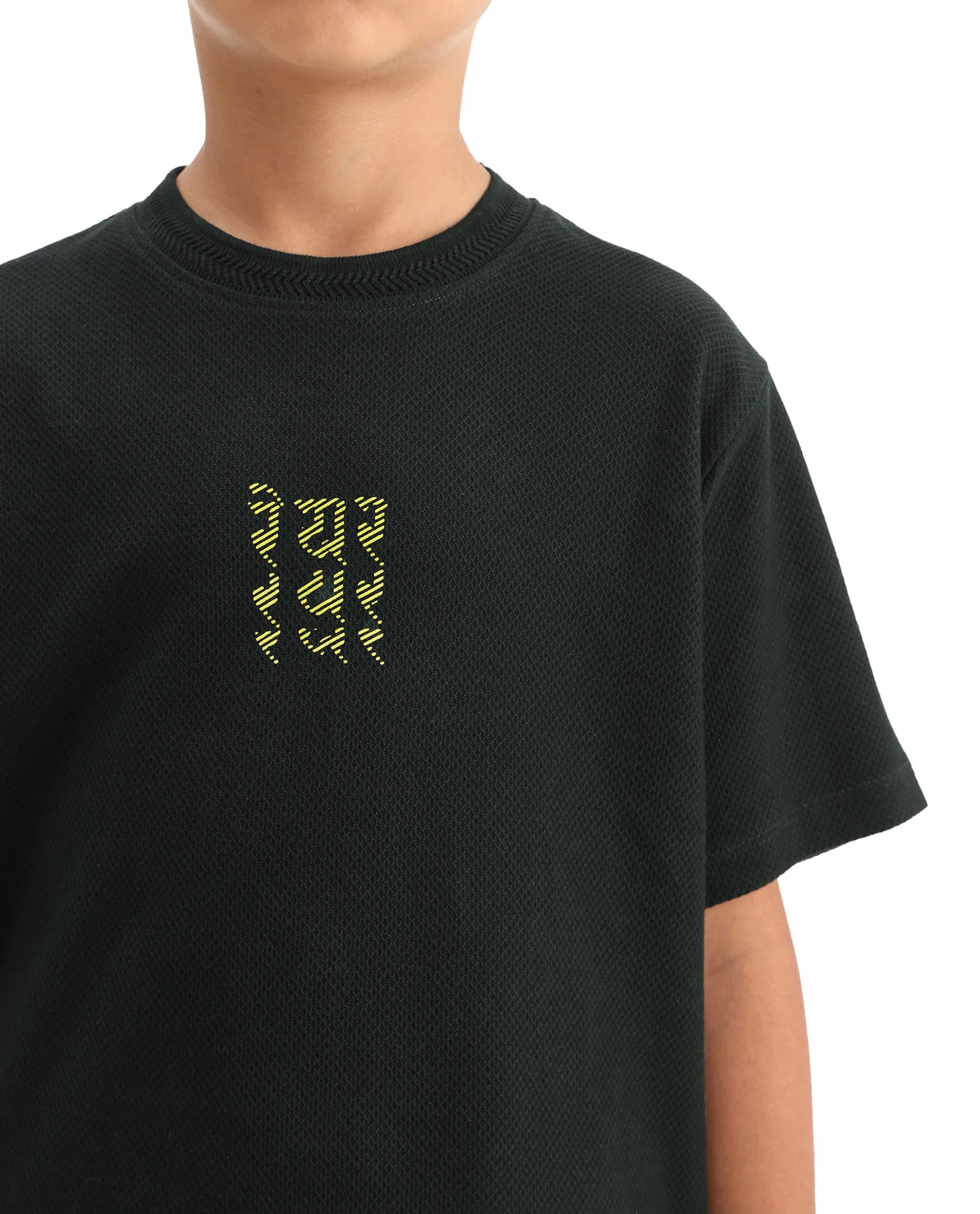 Rare Ones Kids Kade Dark Green Cotton Hd Print Regular Fit T-Shirt
