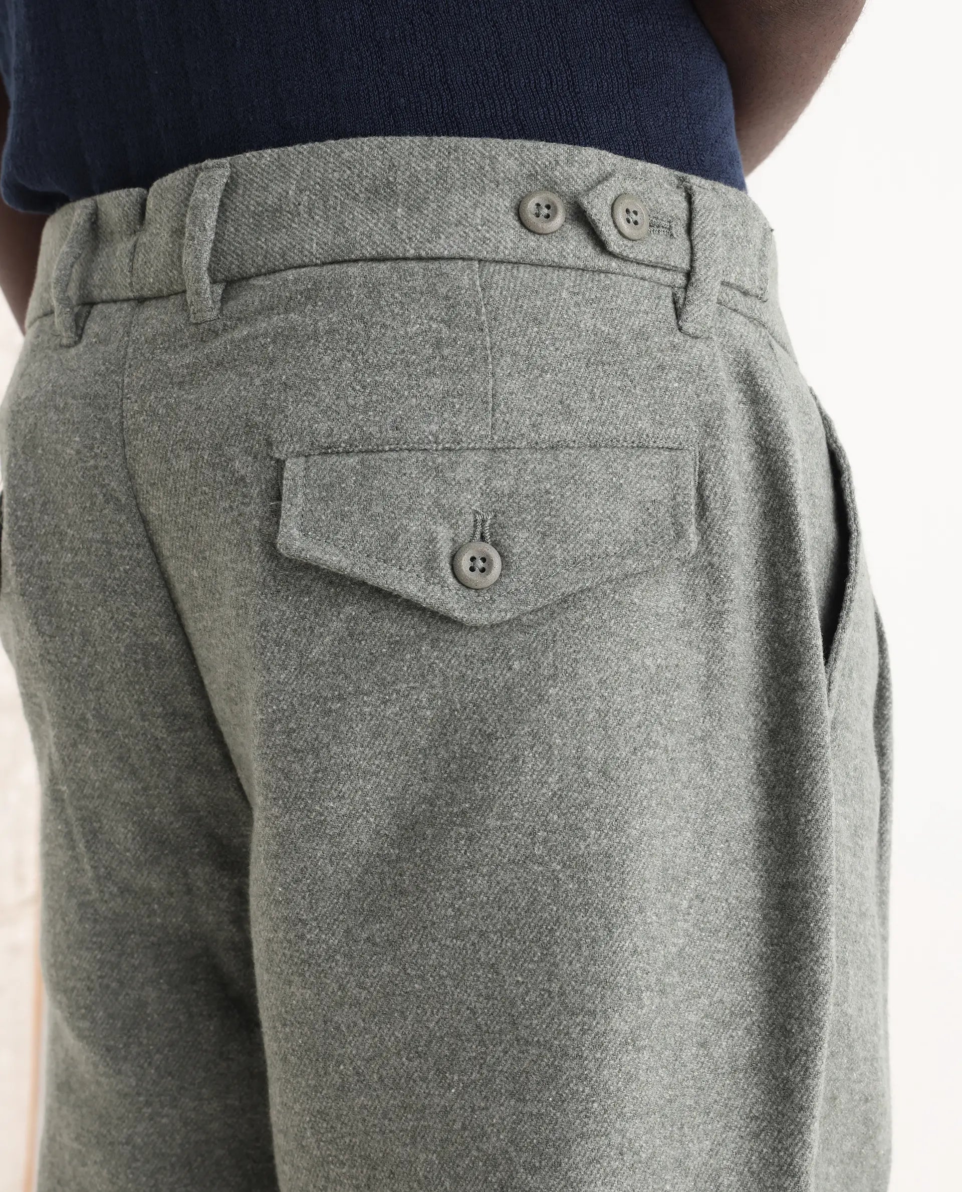 Rare Rabbit Men's Kaino Dark Green Felt Plain Regular Fit Trouser