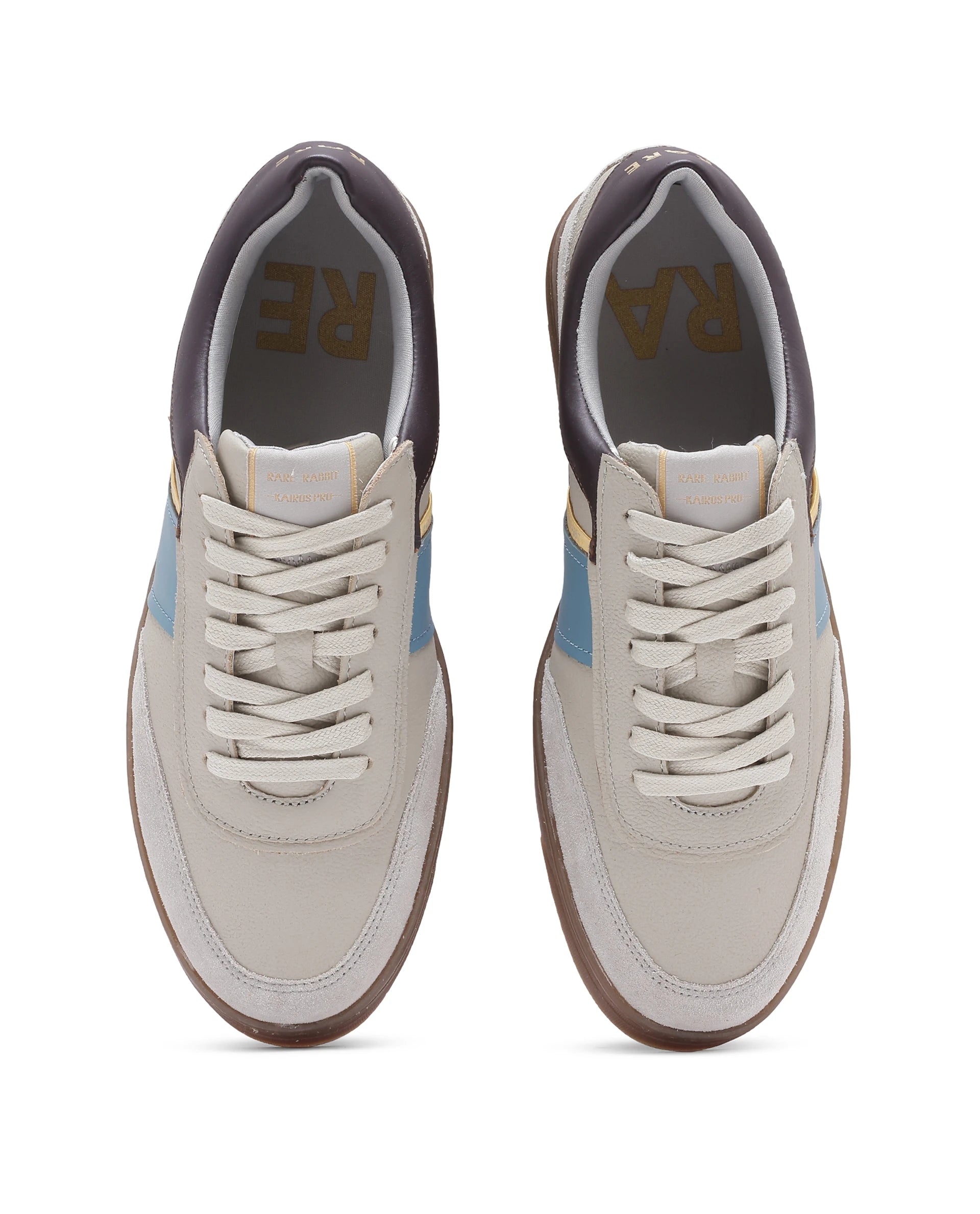 Rare Rabbit Men Kairos Pro Light Grey Premium Suede Leather Low-Top Lace-Up Sneaker Shoes