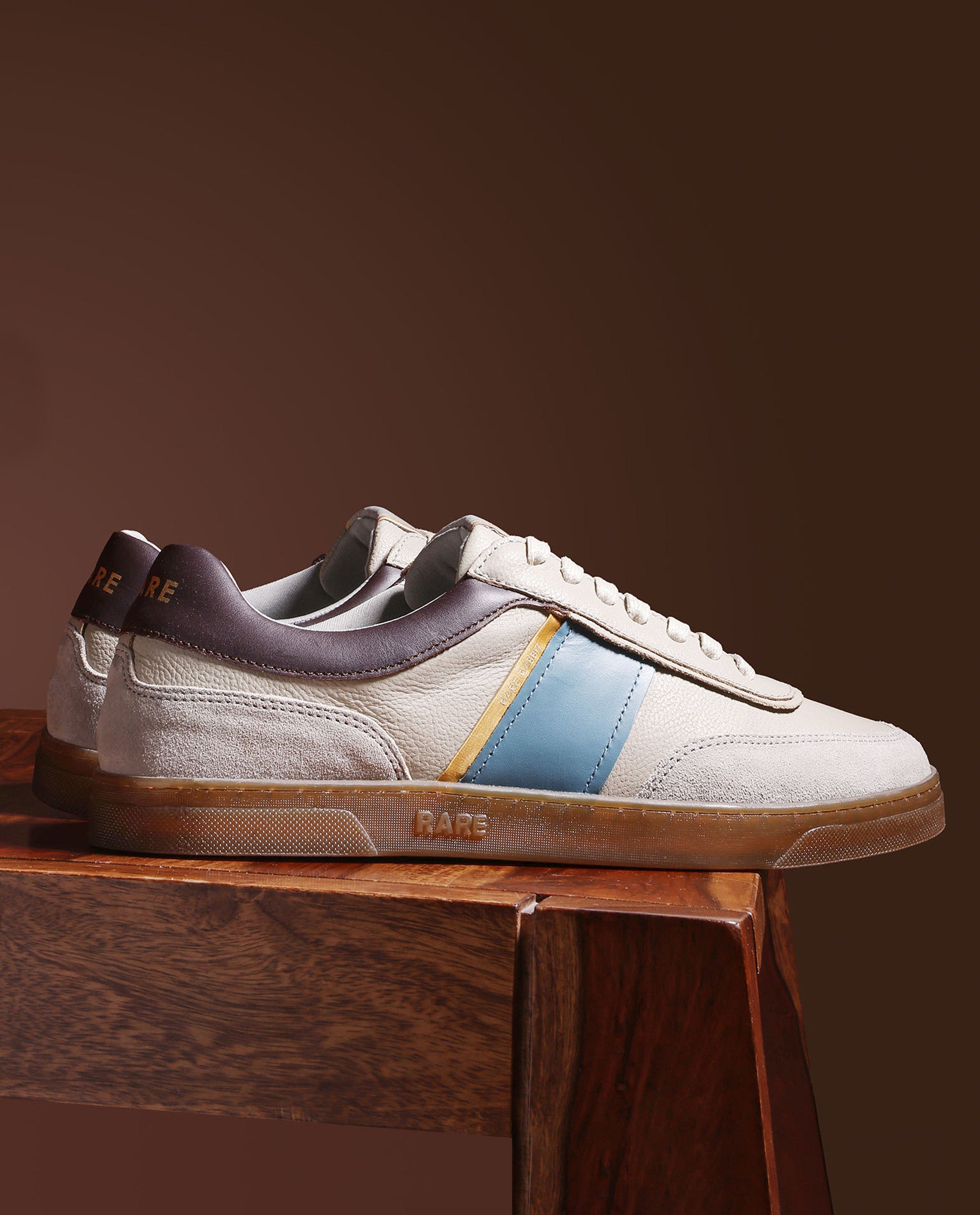 Rare Rabbit Men Kairos Pro Light Grey Premium Suede Leather Low-Top Lace-Up Sneaker Shoes