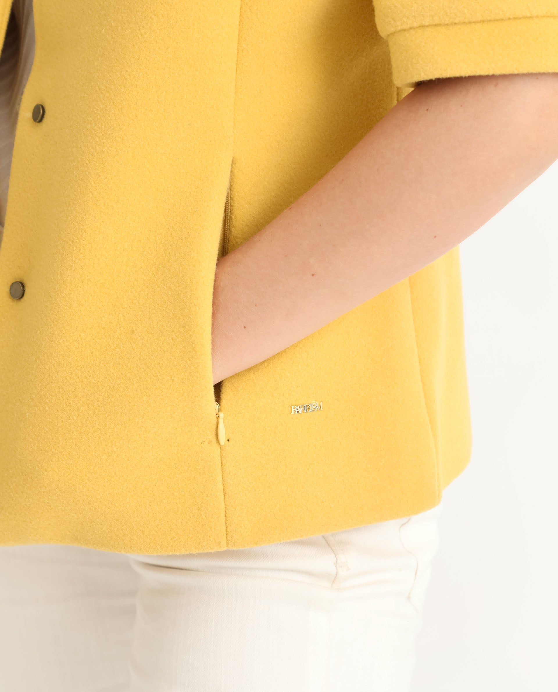 Rareism Women Kaise Yellow Polyester Fabric Short Sleeves Button Closure Shirt Collar Bell Sleeve Regular Fit Plain Jacket